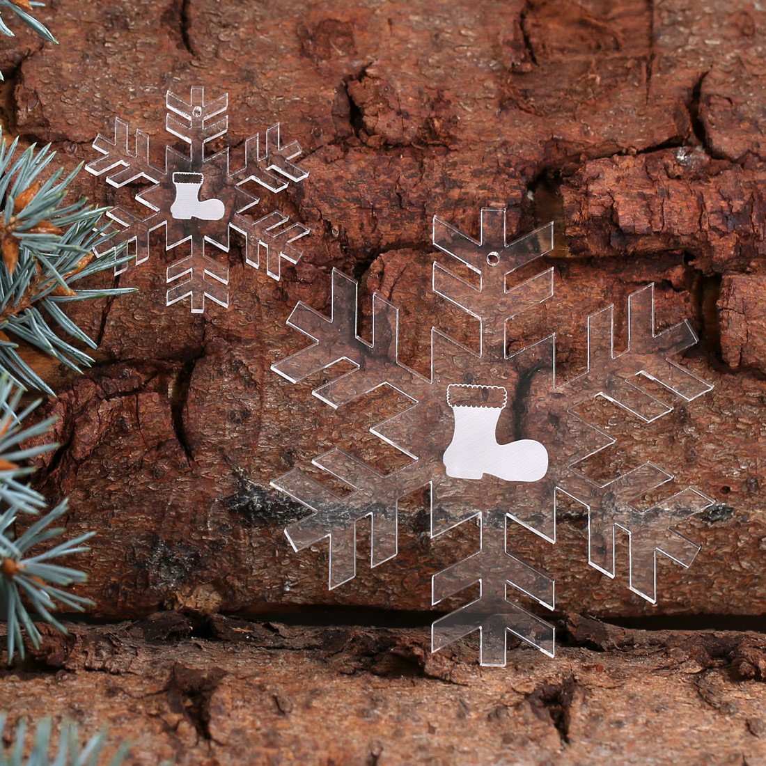 Baumschmuck 2er Sets Acrylglas Motiv-Schneeflocke - Stiefel