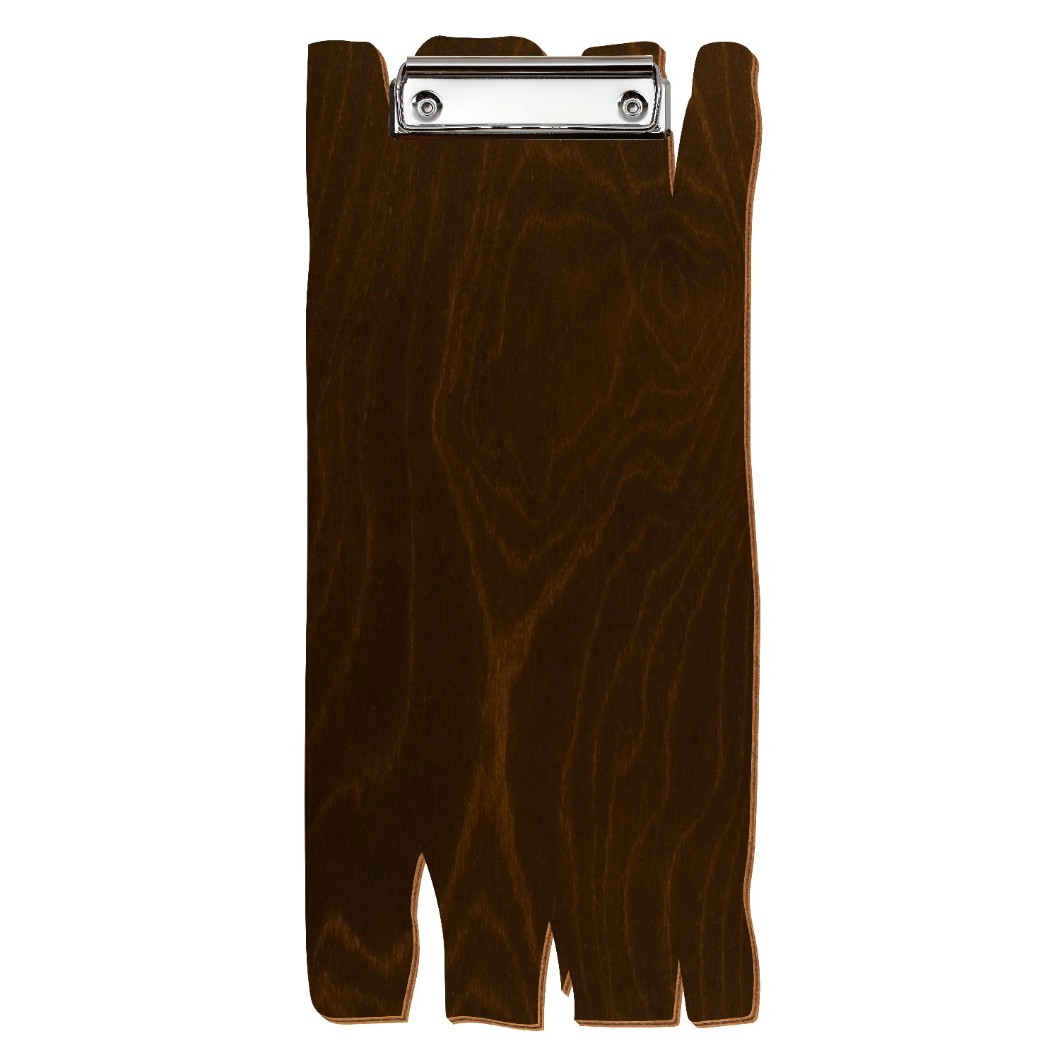 Klemmbrett Holzbrettform für Getränkekarte Eiche dunkel Bügelklemme silber