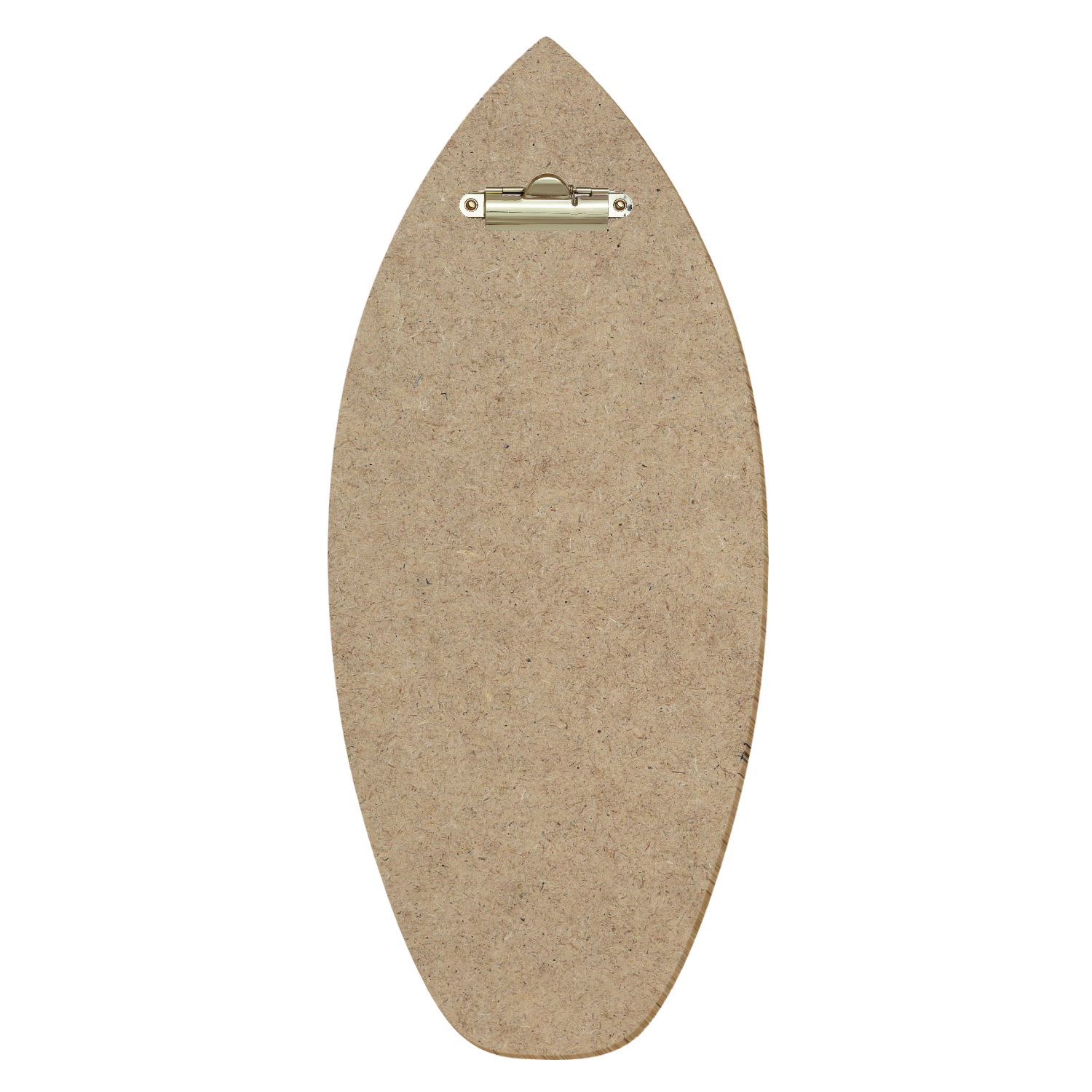 Holz Klemmbrett in Surfbrettform für Getränkekarte 110 x 300 mm, HDF, Zahnklemme gold