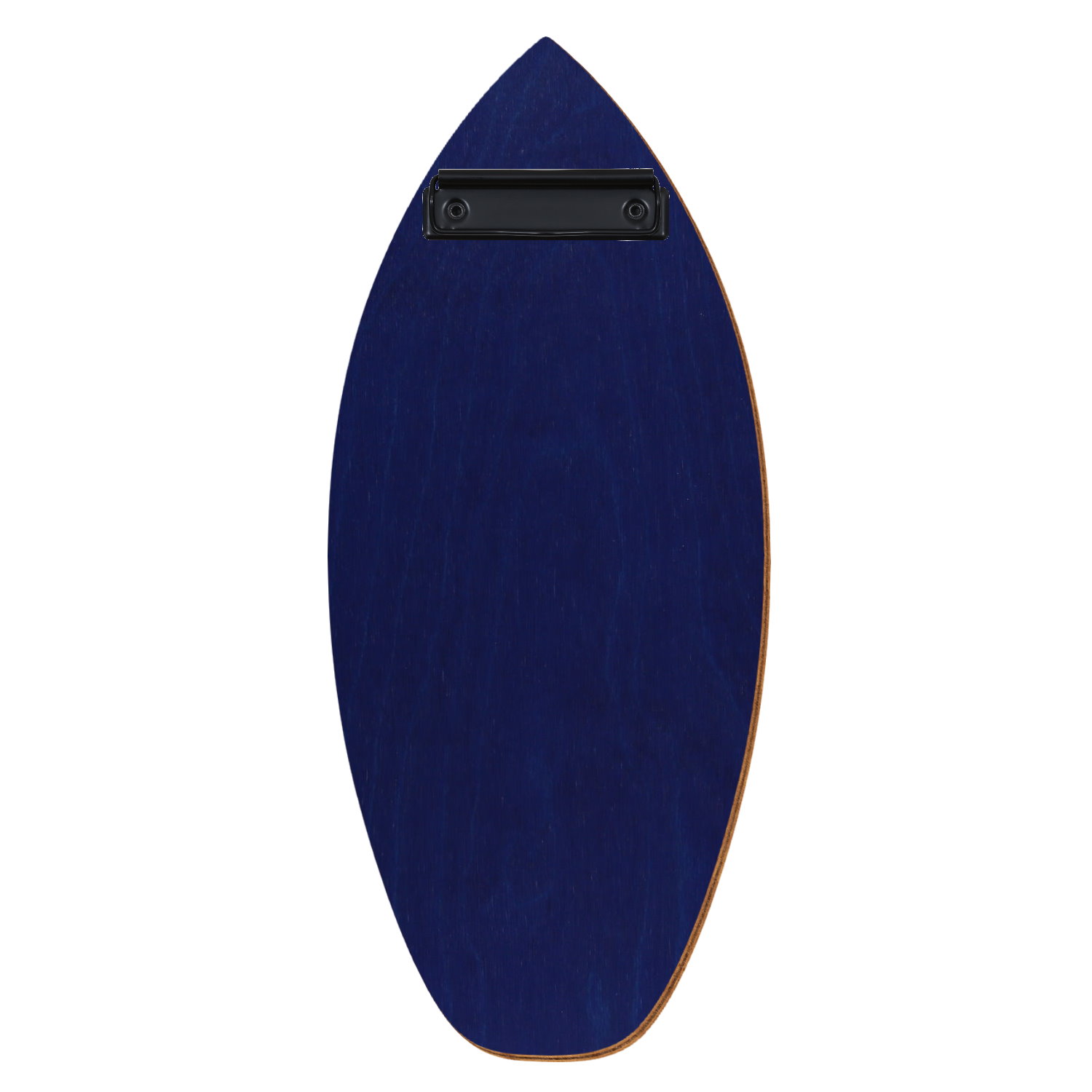 Holz Klemmbrett in Surfbrettform für Getränkekarte 110 x 300 mm, Blau, Birkensperrholz, Bügelklemme schwarz