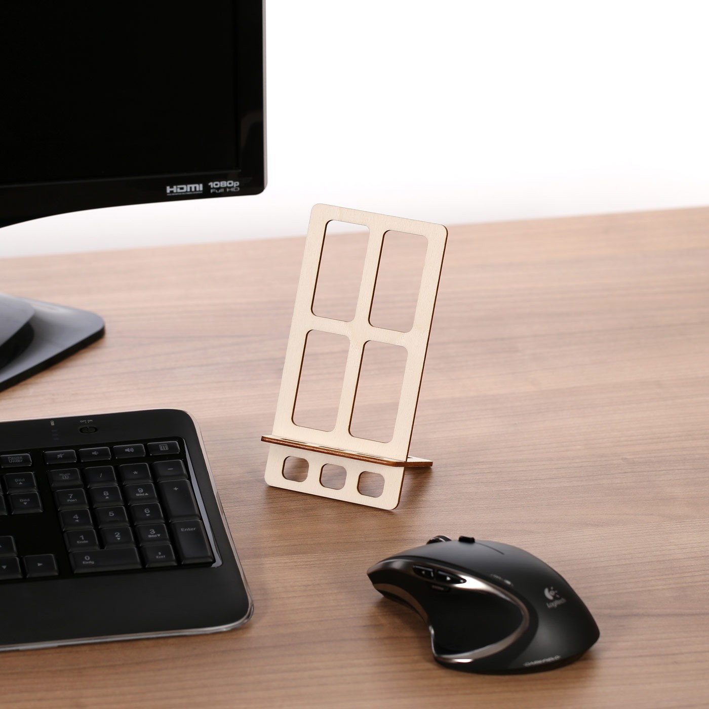 Design Handyhalter Ständer aus Holz und Acryl - Holz 3