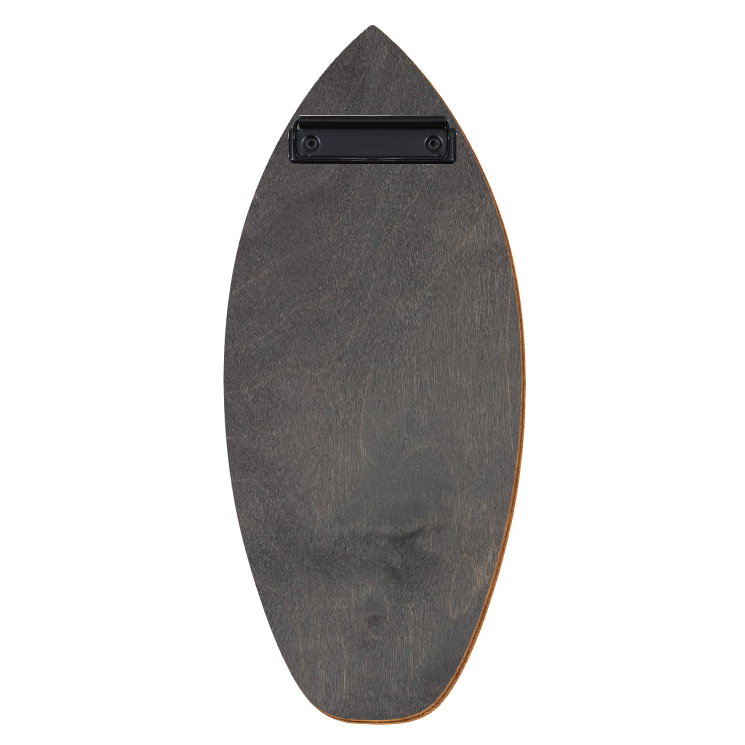 Holz Klemmbrett in Surfbrettform für Getränkekarte 110 x 300 mm, Grau, Birkensperrholz,Bügelklemme schwarz