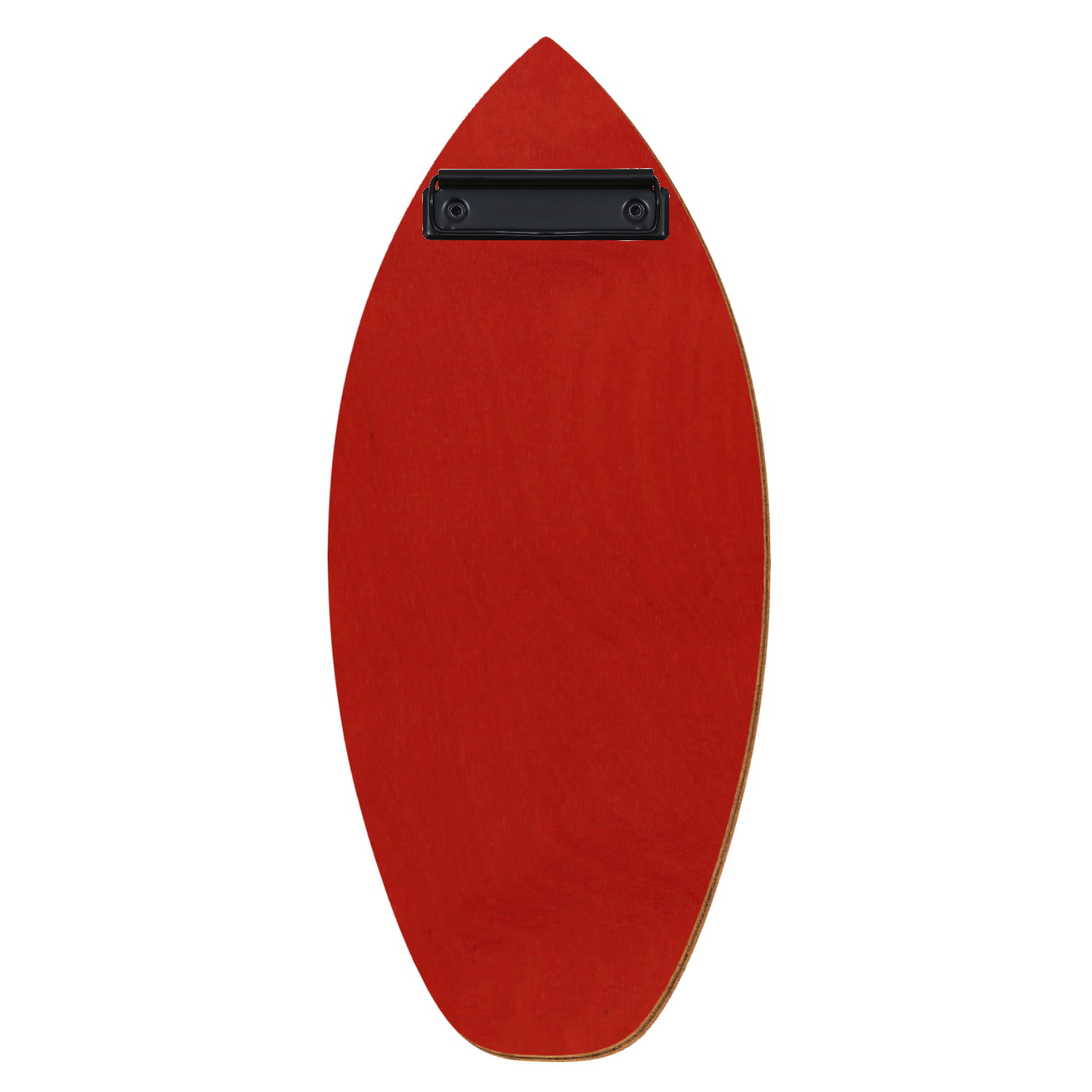 Holz Klemmbrett in Surfbrettform für Getränkekarte 110 x 300 mm, Rot, Birkensperrholz, Bügelklemme schwarz