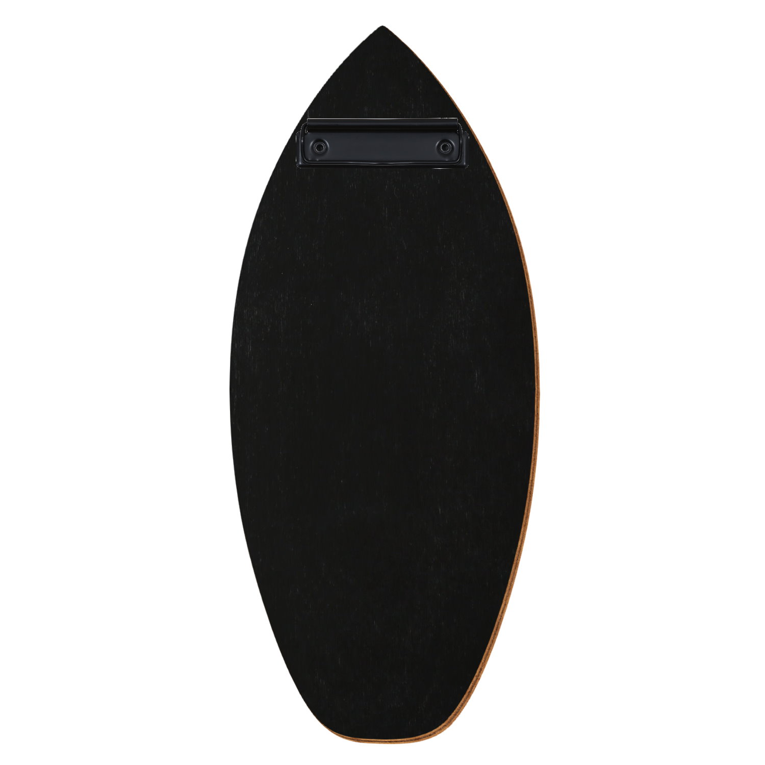 Holz Klemmbrett in Surfbrettform für Getränkekarte 110 x 300 mm, Schwarz, Birkensperrholz, Bügelklemme schwarz