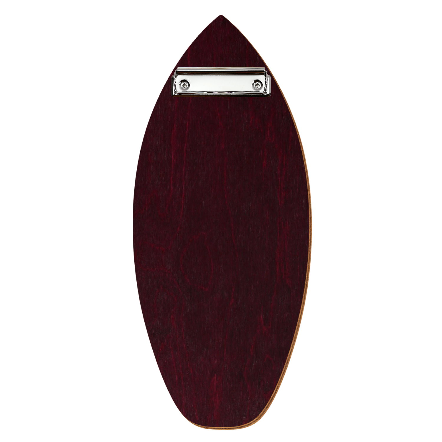 Holz Klemmbrett in Surfbrettform für Getränkekarte 110 x 300 mm, Violett, Birkensperrholz, Bügelklemme silber