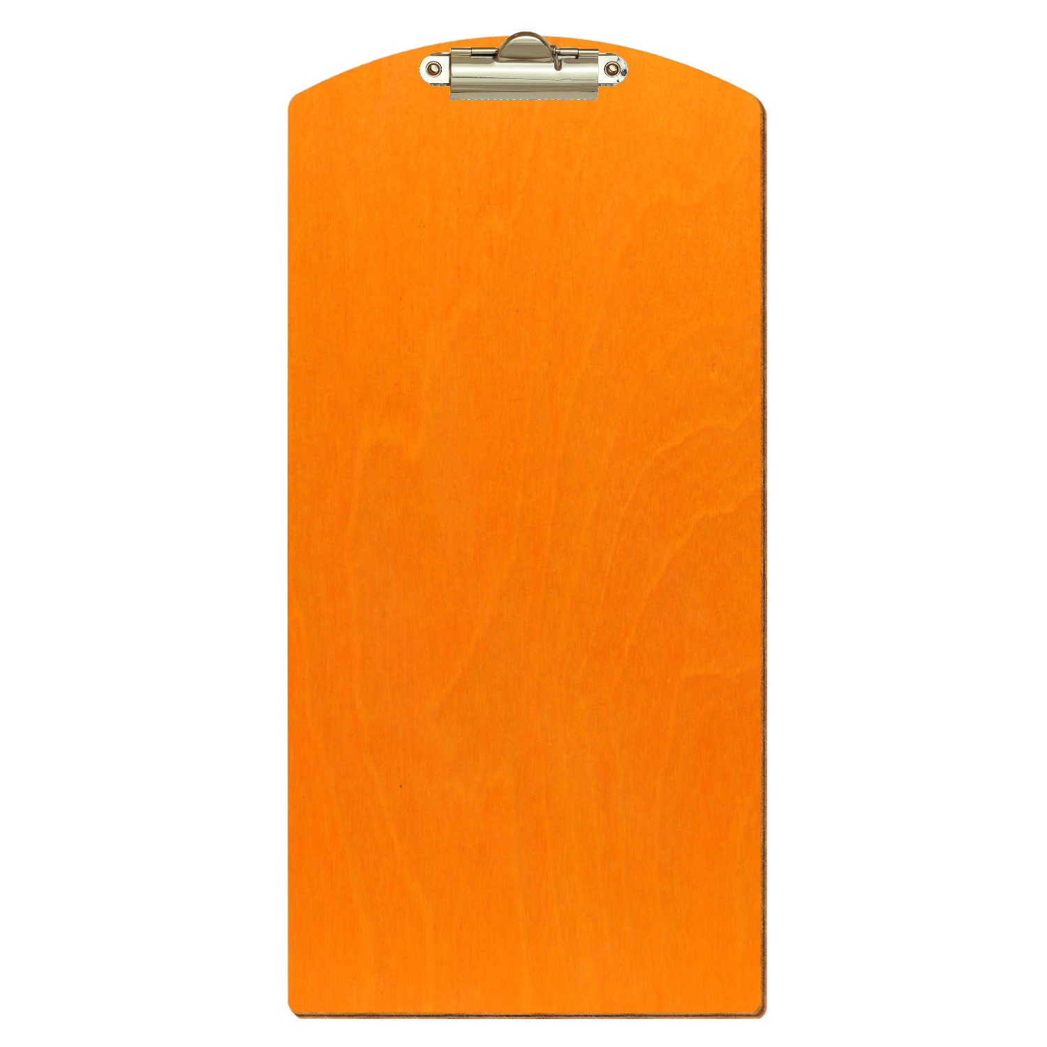 Klemmbrett Segmentform für Getränkekarte Orange Zahnklemme gold