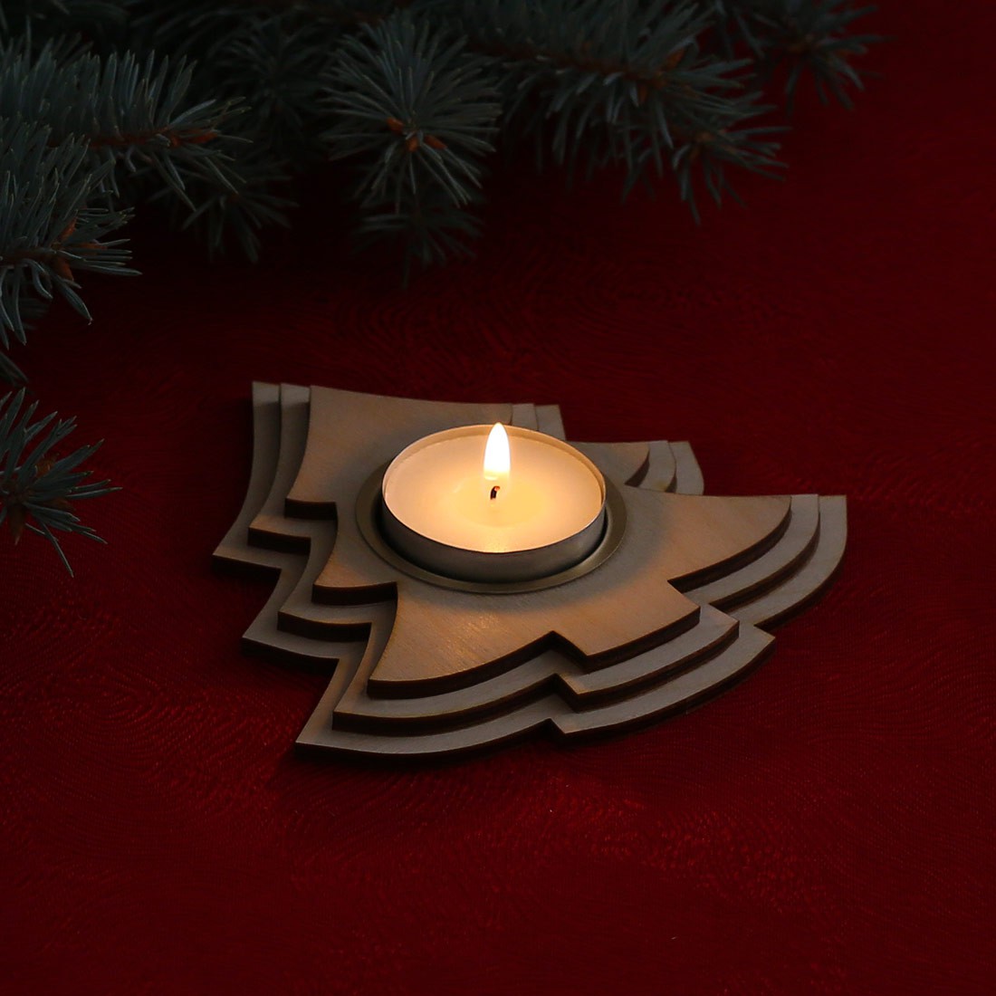 Motiv Teelichthalter Kerzenhalter - Tannenbaum dunkel