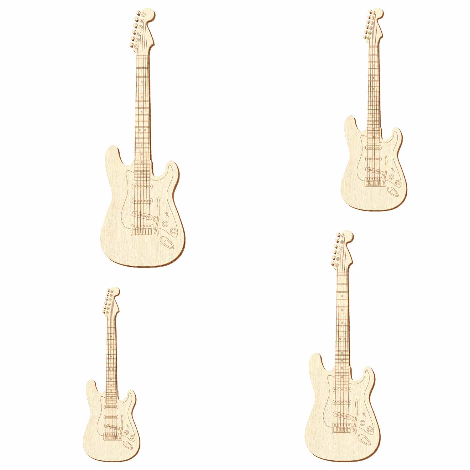 E-Gitarre V2 aus Sperrholz mit Konturanschnitt in vier verschiedenen Größen