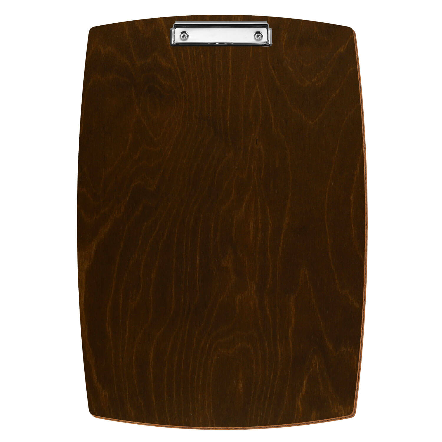 Bütic Holz-Klemmbrett konvex -Farbe Eiche dunkel- A3 hochkant mit silberner Bügelklemme