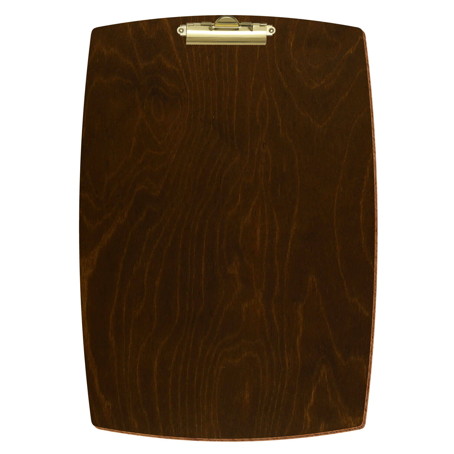 Bütic Holz-Klemmbrett konvex -Farbe Eiche dunkel- A3 hochkant mit goldener Zahnklemme