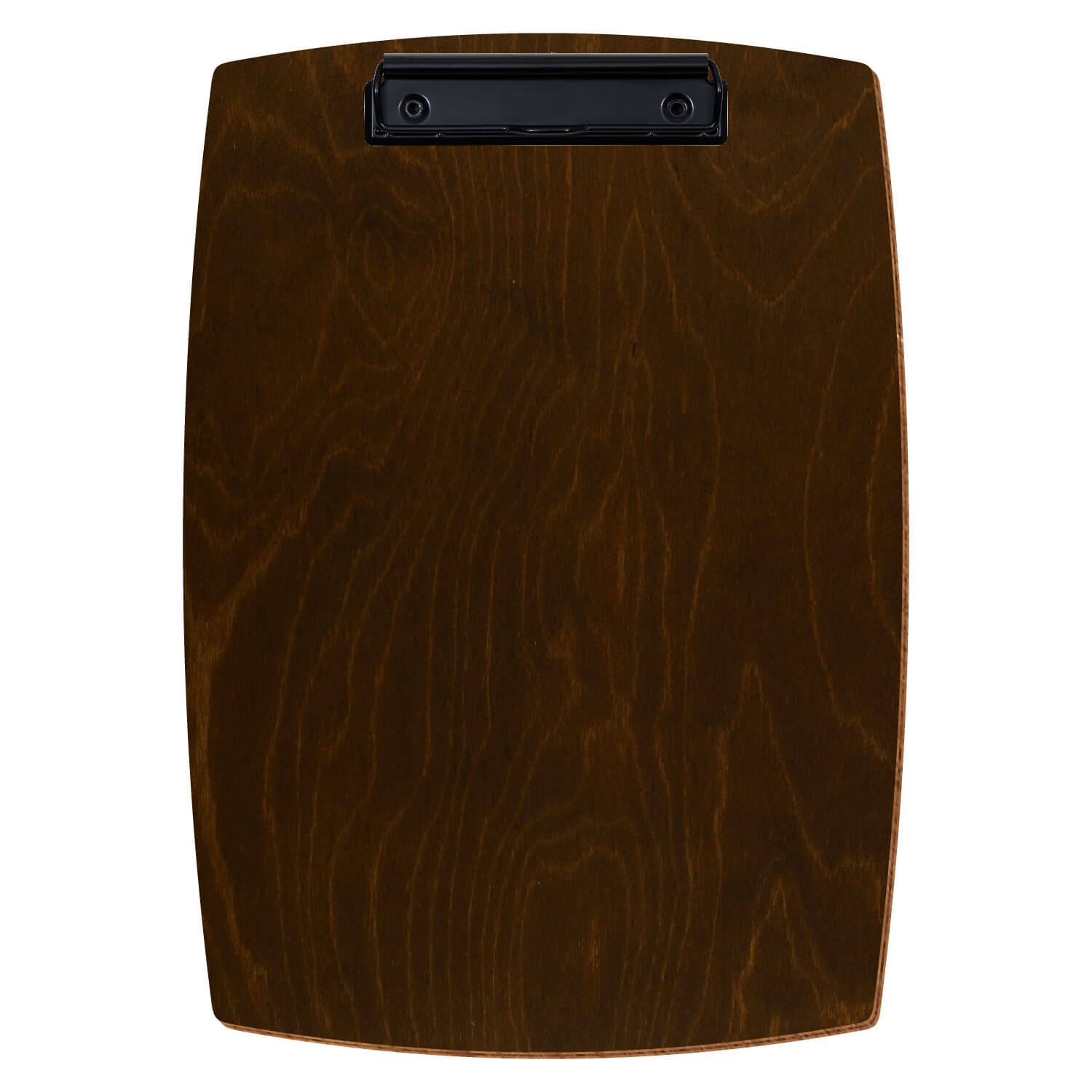 Bütic Holz-Klemmbrett konvex -Farbe Eiche dunkel- A4 hochkant mit schwarzer Bügelklemme