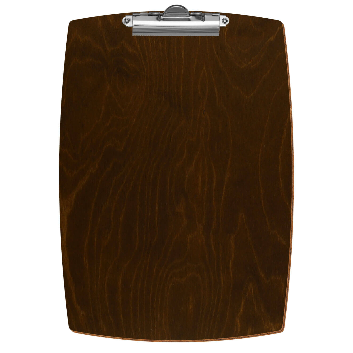 Bütic Holz-Klemmbrett konvex -Farbe Eiche dunkel- A4 hochkant mit silberner Zahnklemme