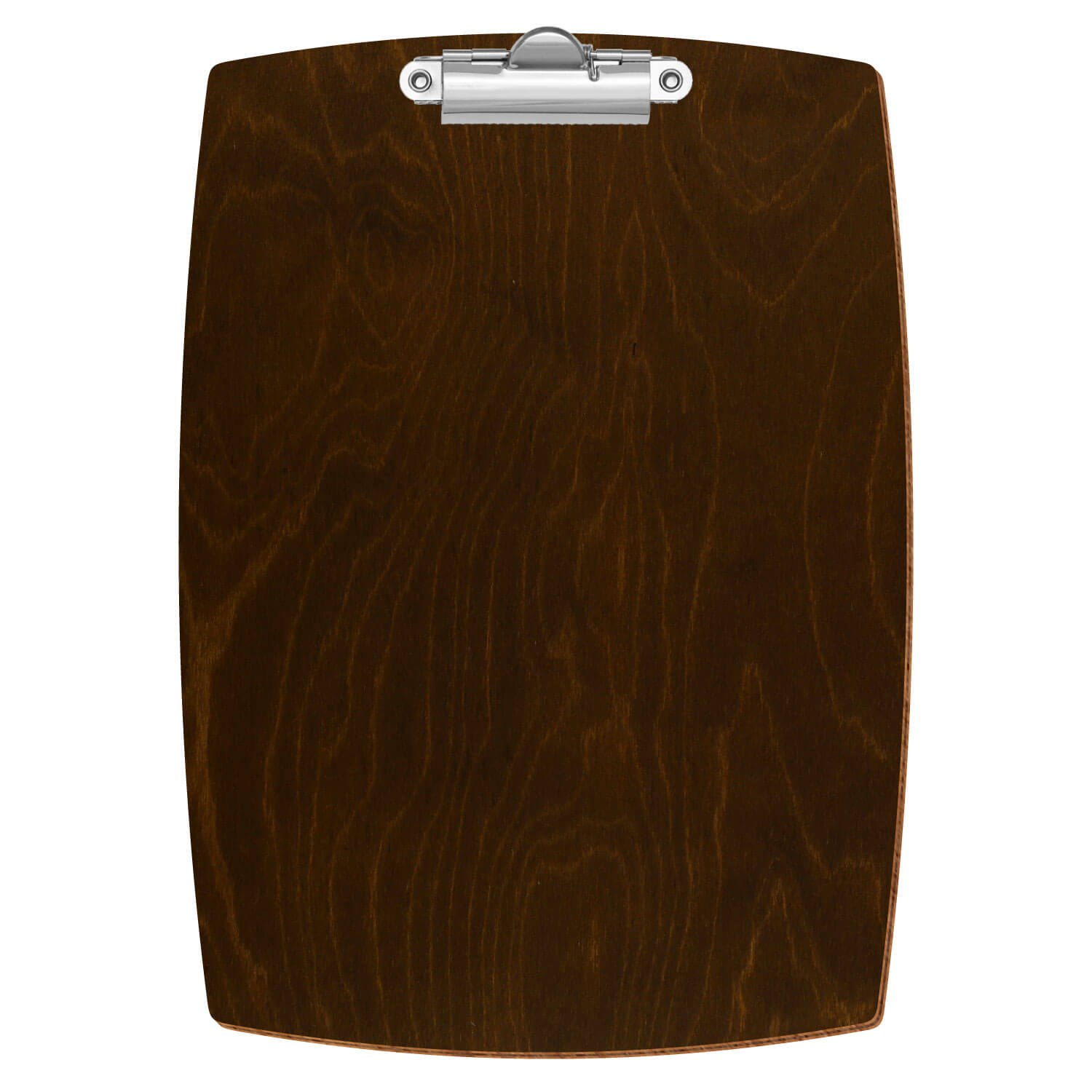 Bütic Holz-Klemmbrett konvex -Farbe Eiche dunkel- A5 hochkant mit silberner Zahnklemme