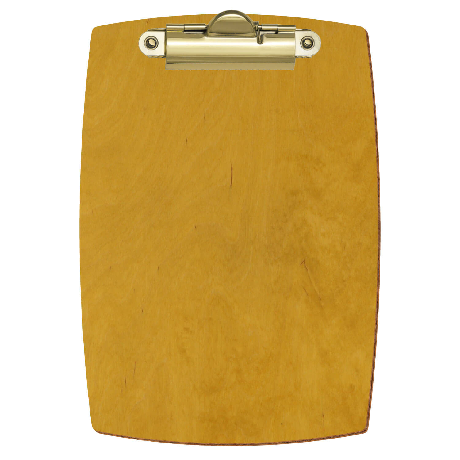 Bütic Holz-Klemmbrett konvex -Farbe Eiche hell- A6 hochkant mit goldener Zahnklemme