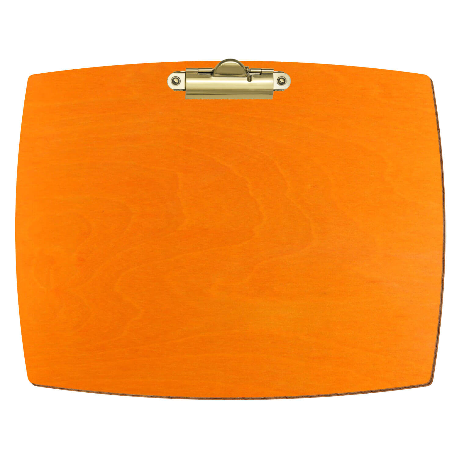 Bütic Holz-Klemmbrett konvex -orange- A5 querkant mit goldener Zahnklemme