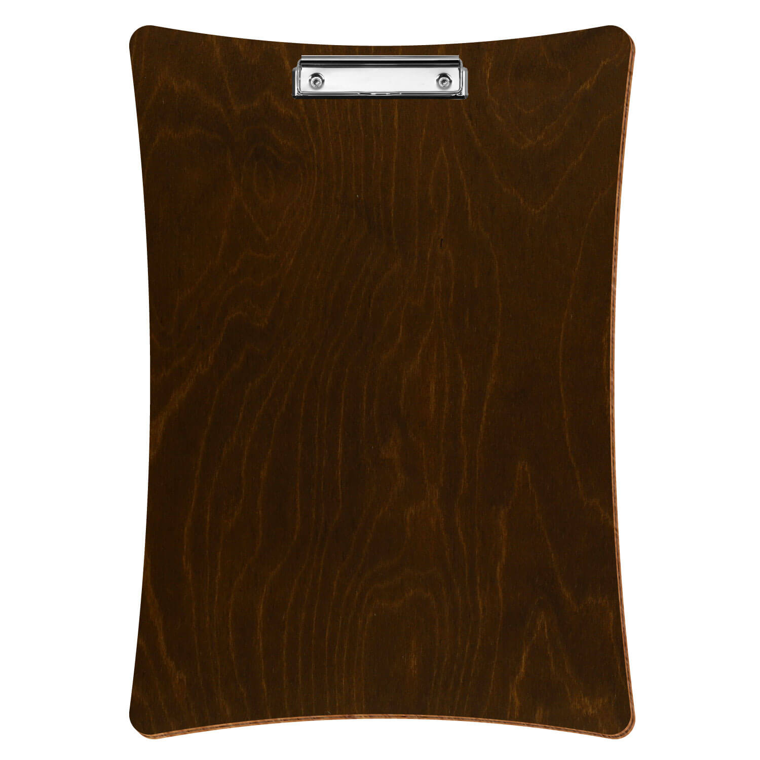 Bütic Holz-Klemmbrett konkav -Farbe Eiche dunkel- A3 hochkant mit silberner Bügelklemme