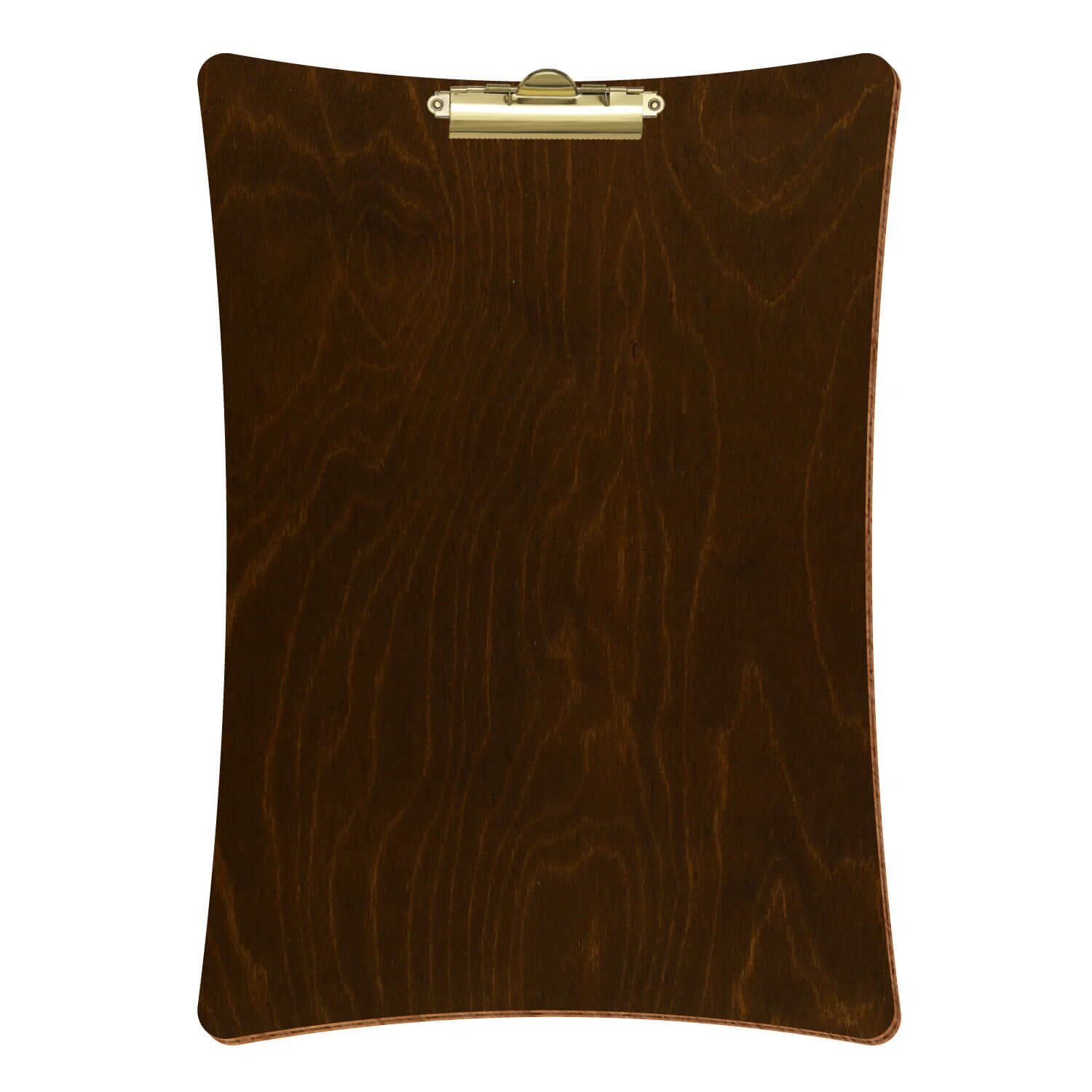Bütic Holz-Klemmbrett konkav -Farbe Eiche dunkel- A3 hochkant mit goldener Zahnklemme