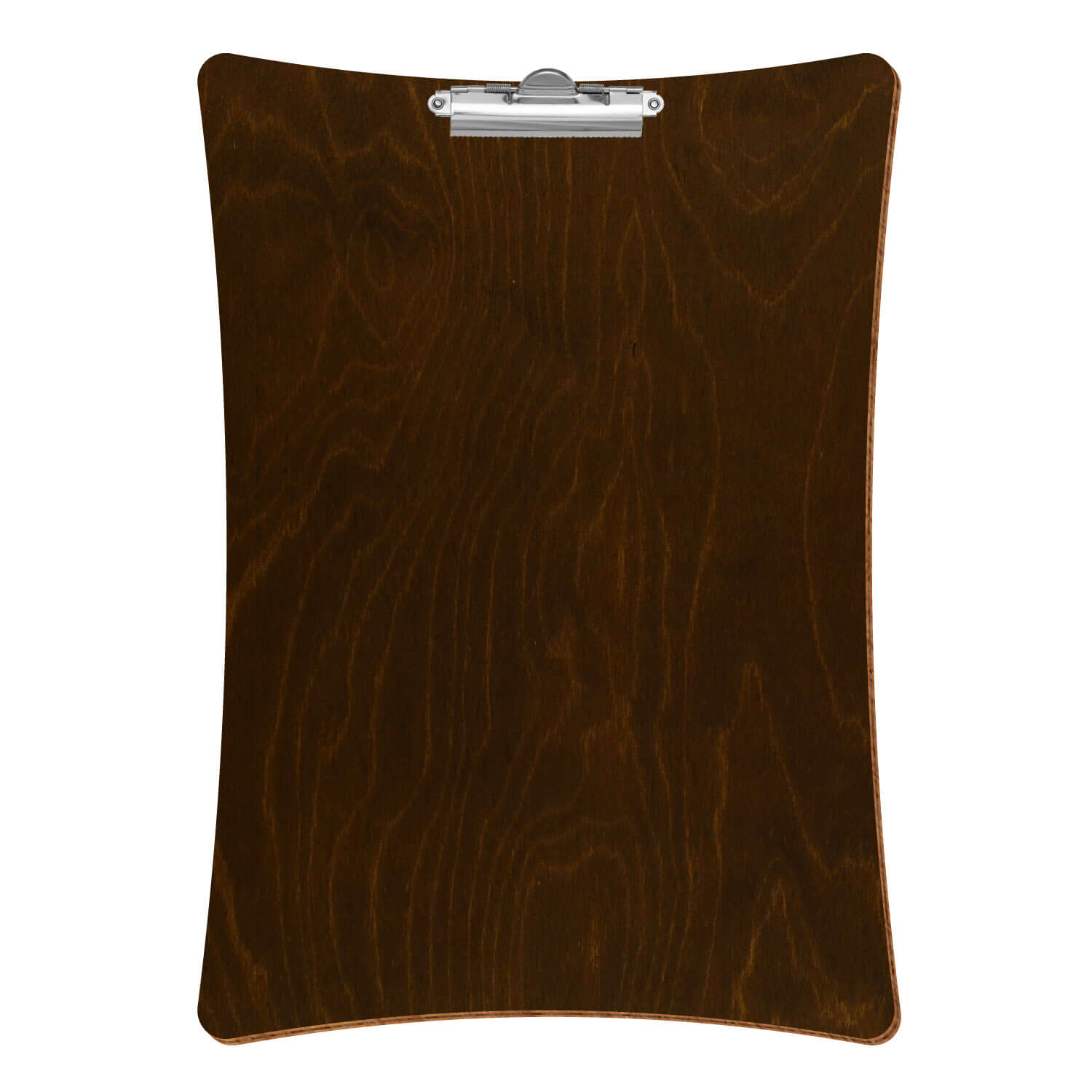 Bütic Holz-Klemmbrett konkav -Farbe Eiche dunkel- A3 hochkant mit silberner Zahnklemme