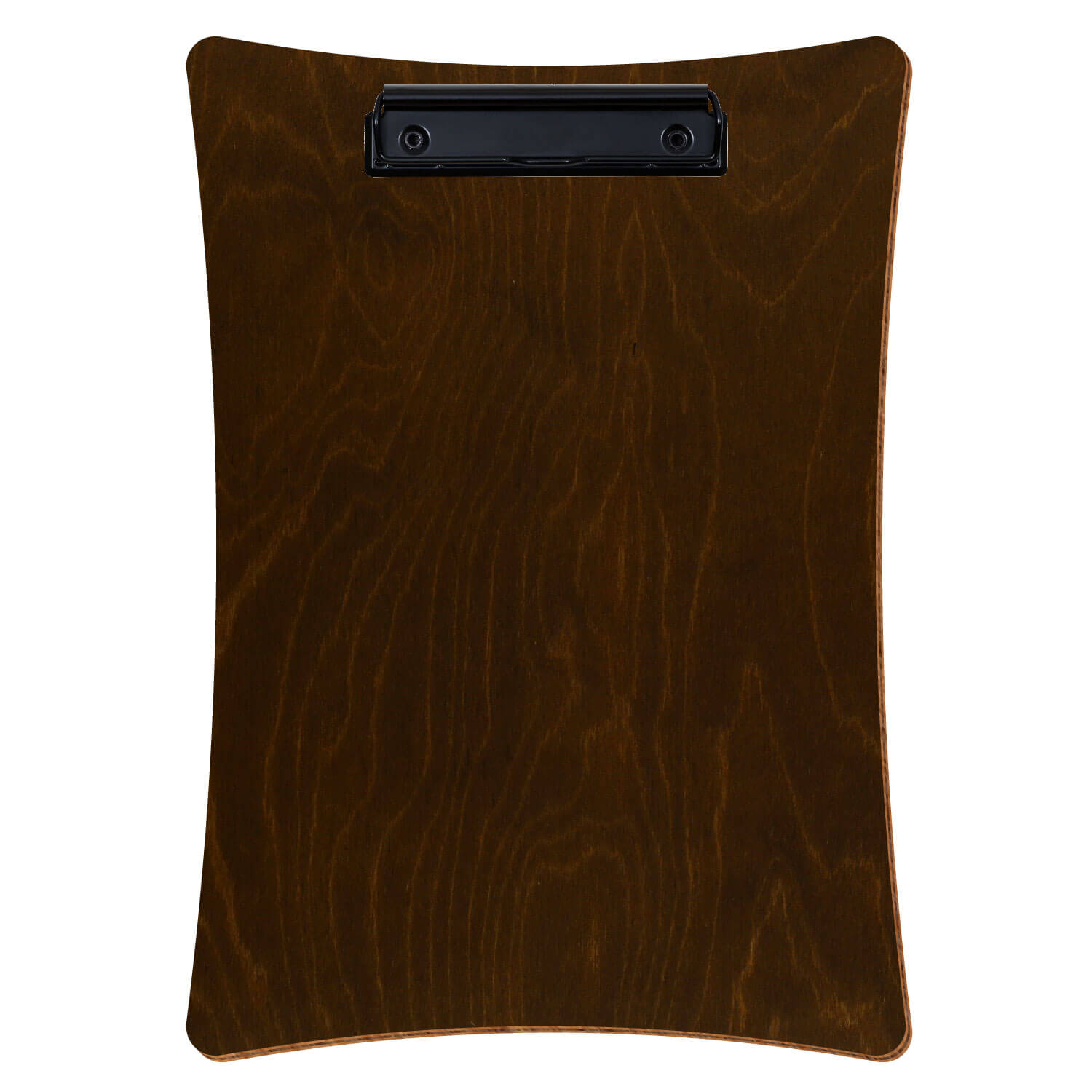 Bütic Holz-Klemmbrett konkav -Farbe Eiche dunkel- A4 hochkant mit schwarzer Bügelklemme