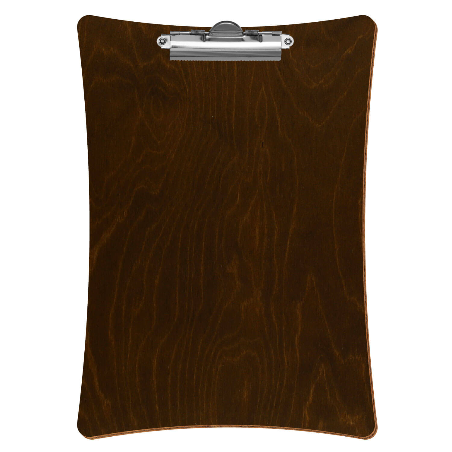 Bütic Holz-Klemmbrett konkav -Farbe Eiche dunkel- A4 hochkant mit silberner Zahnklemme