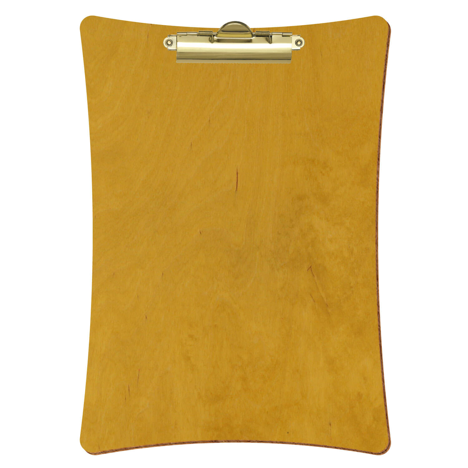 Bütic Holz-Klemmbrett konkav -Farbe Eiche hell- A4 hochkant mit goldener Zahnklemme