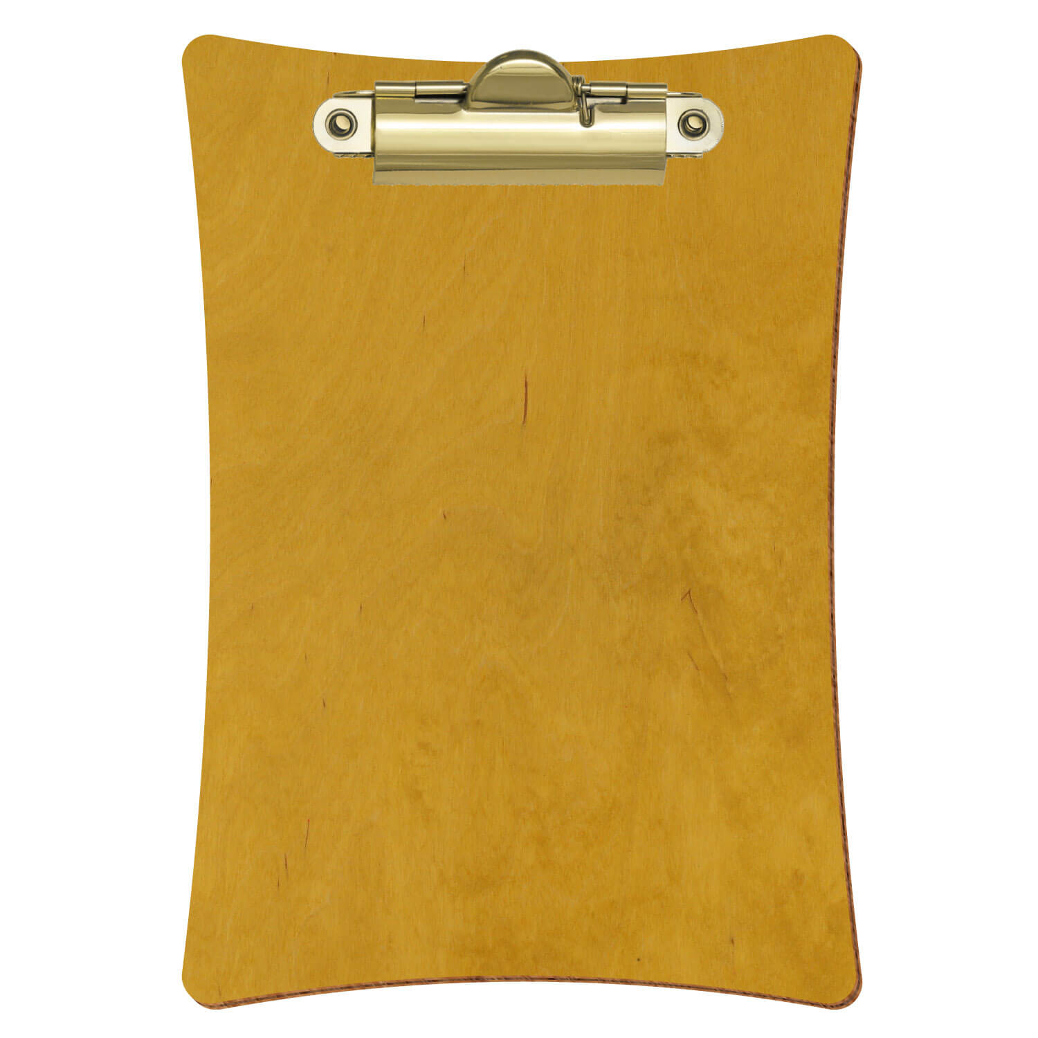 Bütic Holz-Klemmbrett konkav -Farbe Eiche hell- A6 hochkant mit goldener Zahnklemme