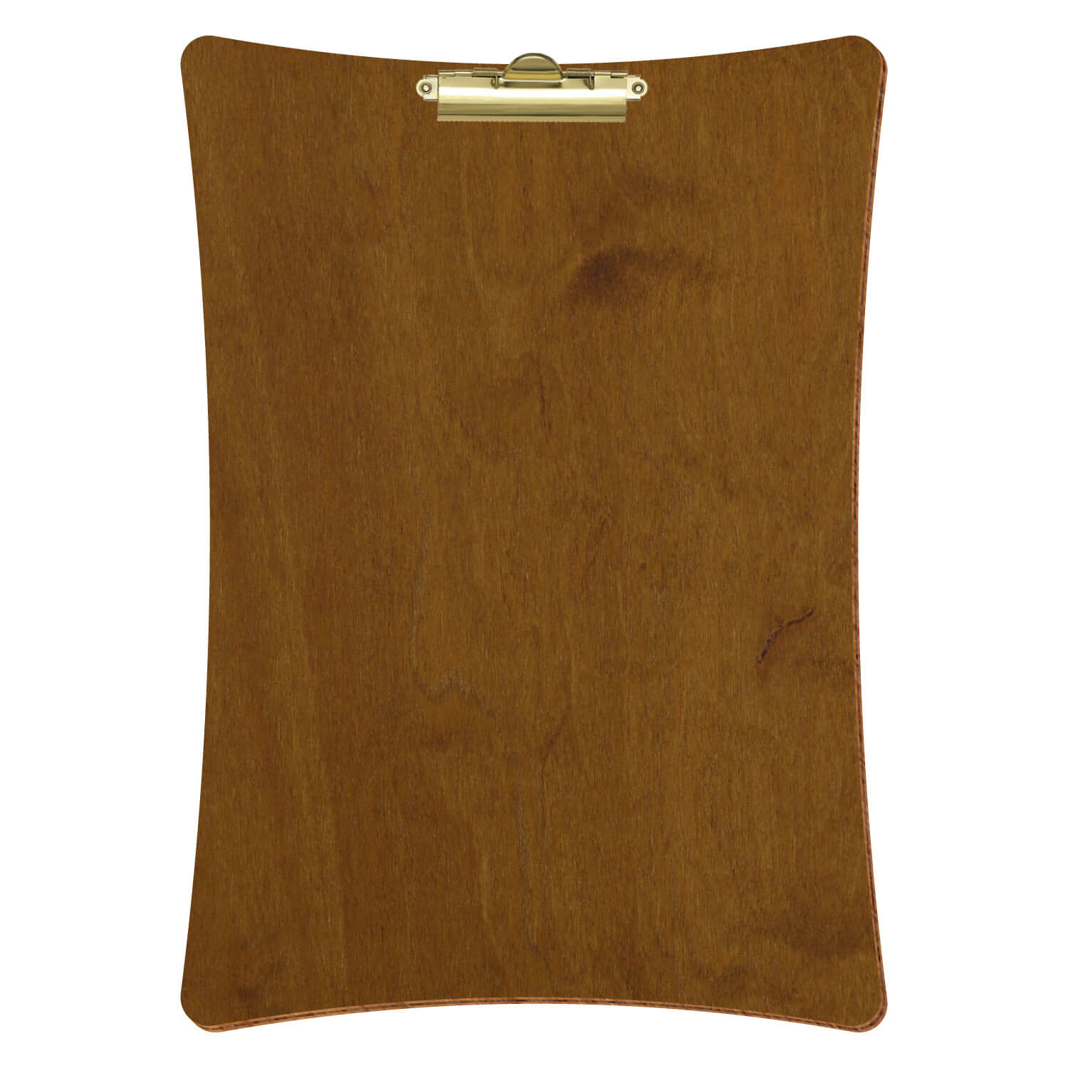 Bütic Holz-Klemmbrett konkav -Farbe Teak- A3 hochkant mit goldener Zahnklemme