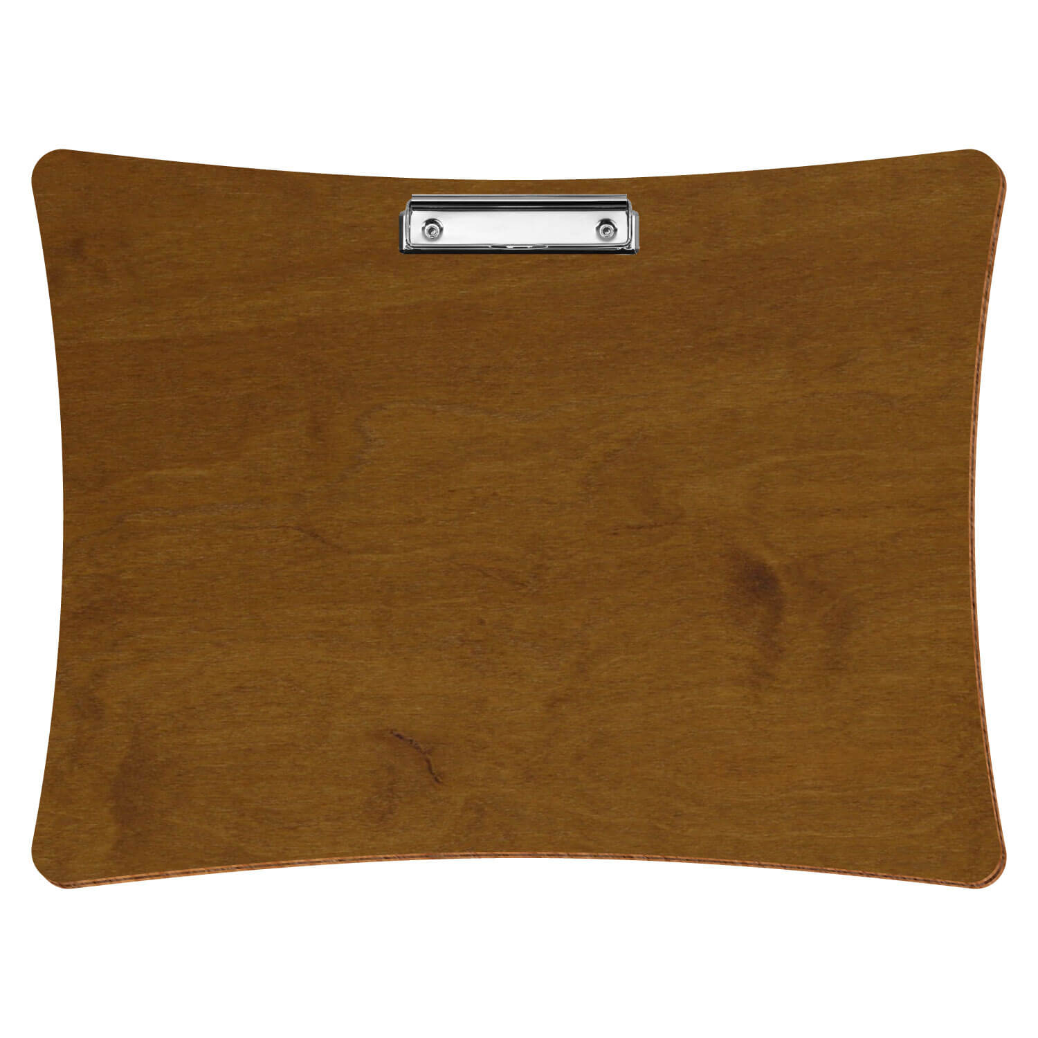 Bütic Holz-Klemmbrett konkav -Farbe Teak- A3 querkant mit silberner Bügelklemme