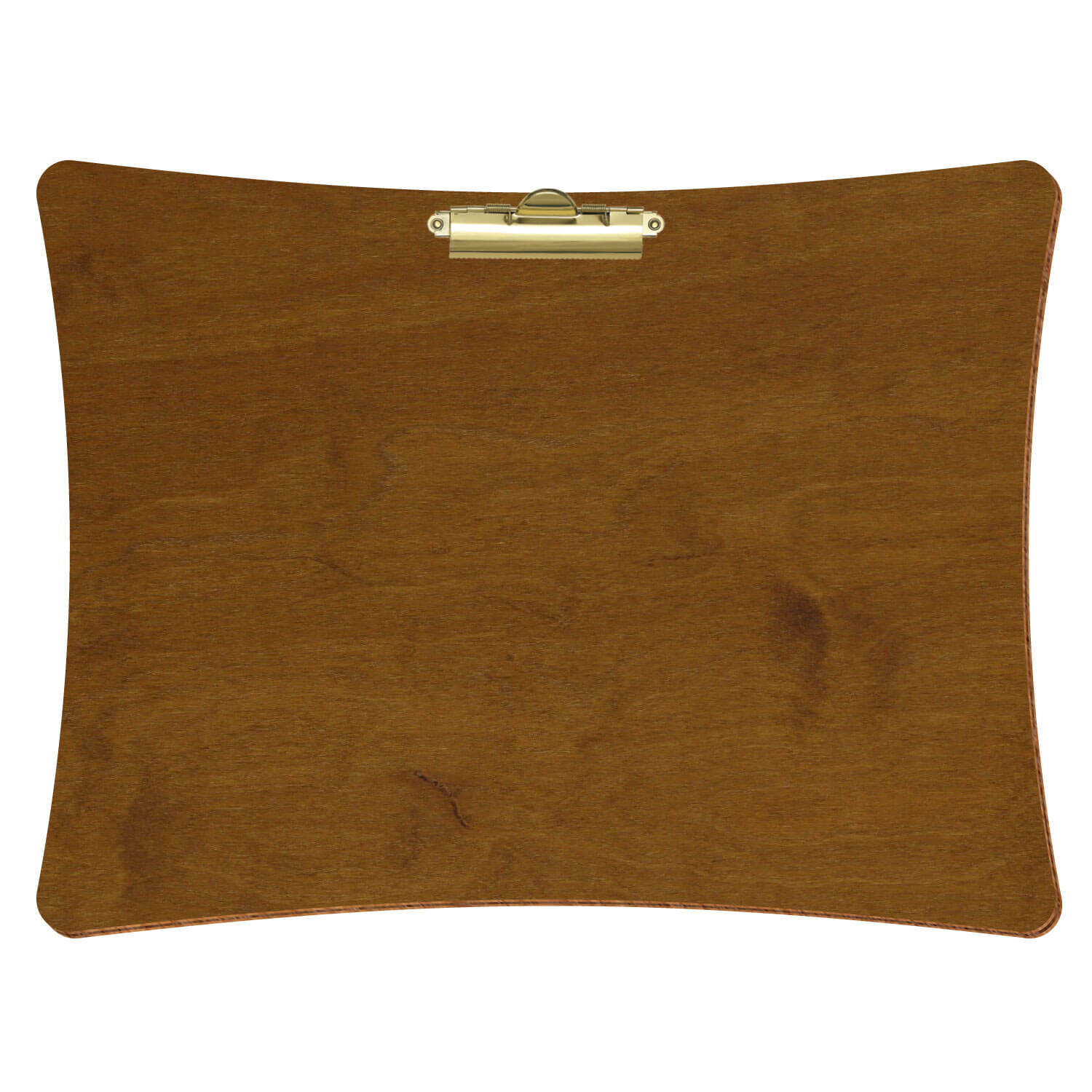 Bütic Holz-Klemmbrett konkav -Farbe Teak- A3 querkant mit goldener Zahnklemme