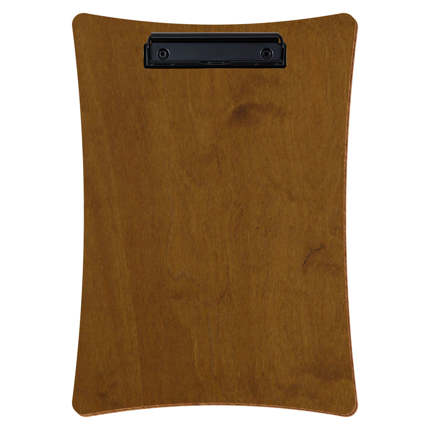 Bütic Holz-Klemmbrett konkav -Farbe Teak- A4 hochkant mit schwarzer Bügelklemme