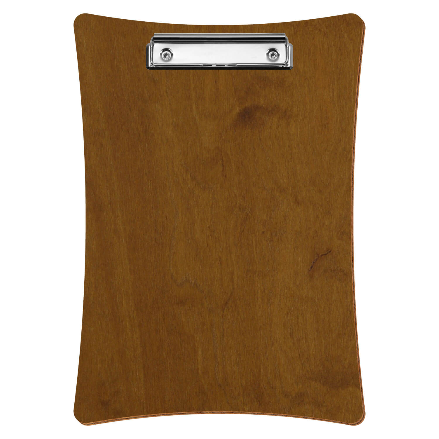 Bütic Holz-Klemmbrett konkav -Farbe Teak- A4 hochkant mit silberner Bügelklemme
