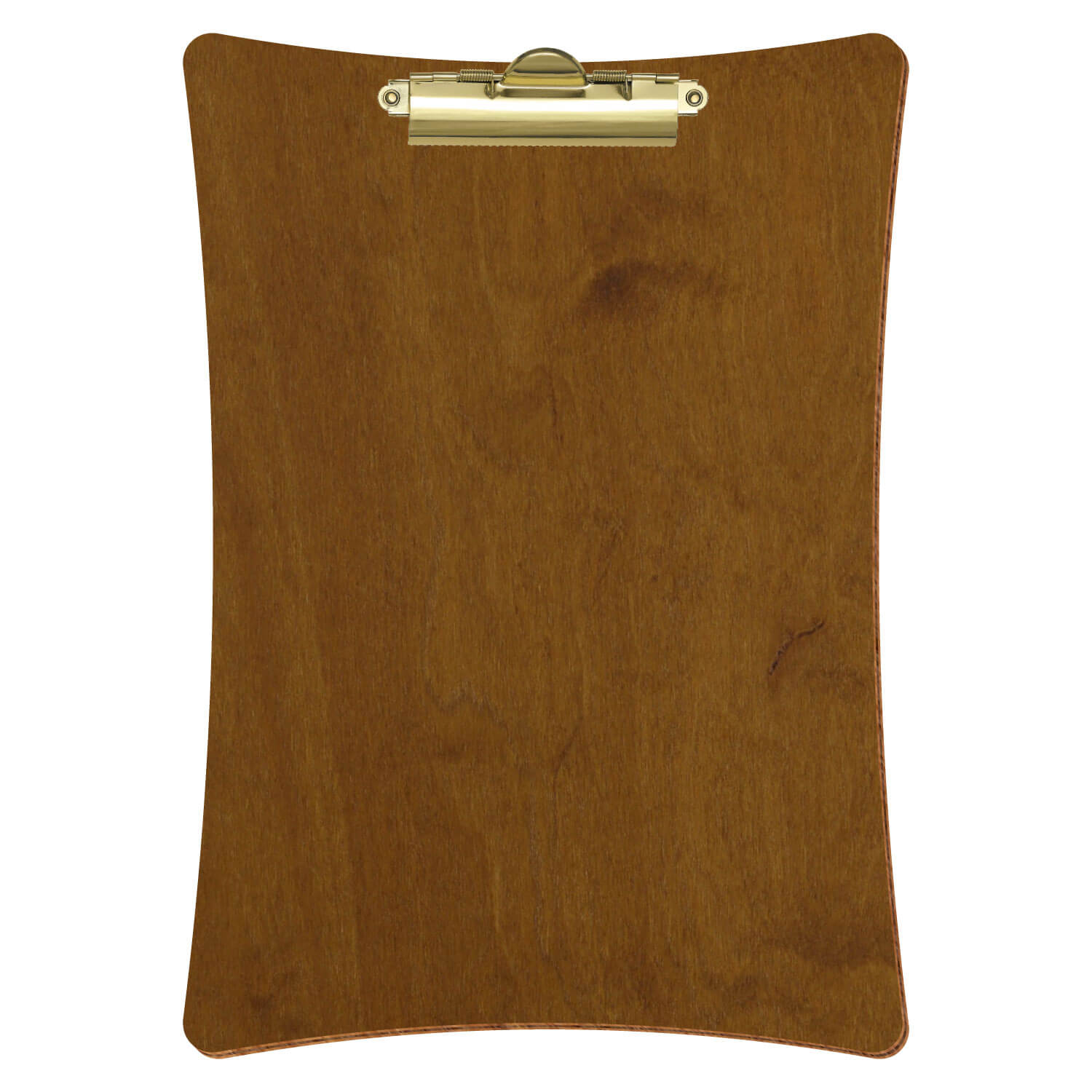 Bütic Holz-Klemmbrett konkav -Farbe Teak- A4 hochkant mit goldener Zahnklemme