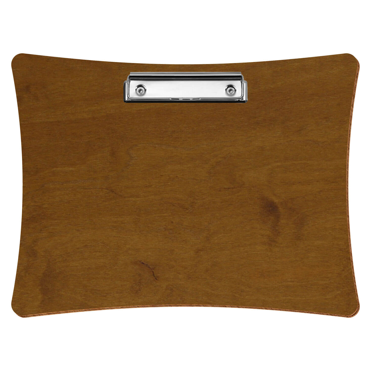 Bütic Holz-Klemmbrett konkav -Farbe Teak- A4 querkant mit silberner Bügelklemme