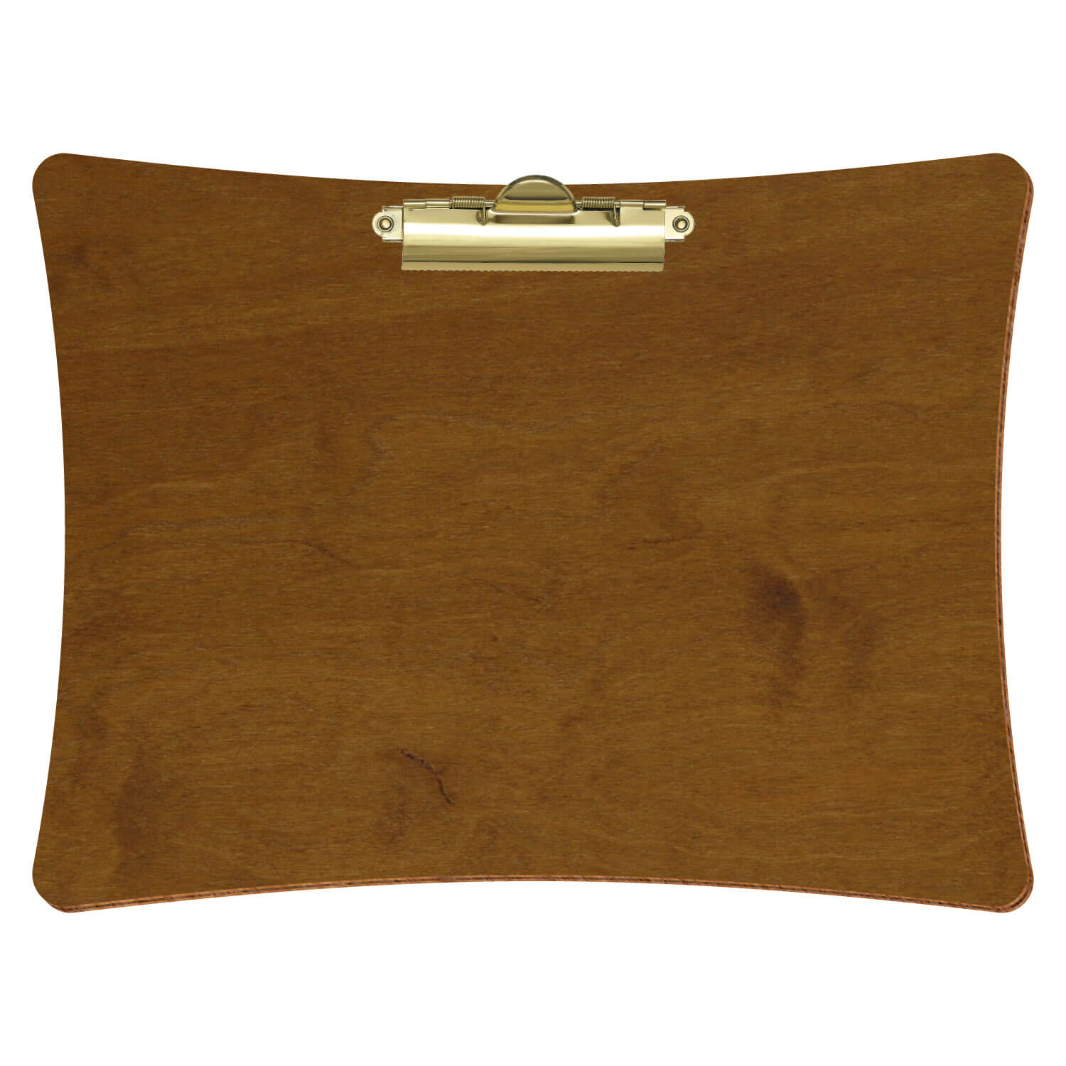 Bütic Holz-Klemmbrett konkav -Farbe Teak- A4 querkant mit goldener Zahnklemme