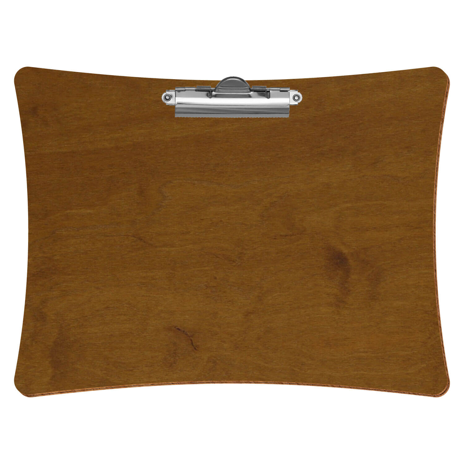 Bütic Holz-Klemmbrett konkav -Farbe Teak- A4 querkant mit silberner Zahnklemme