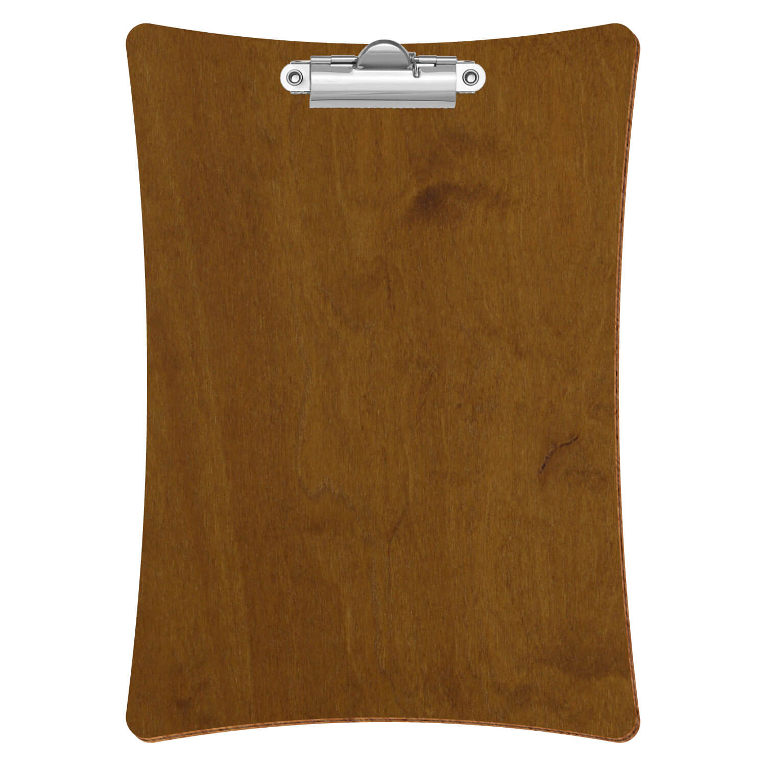 Bütic Holz-Klemmbrett konkav -Farbe Teak- A5 hochkant mit silberner Zahnklemme