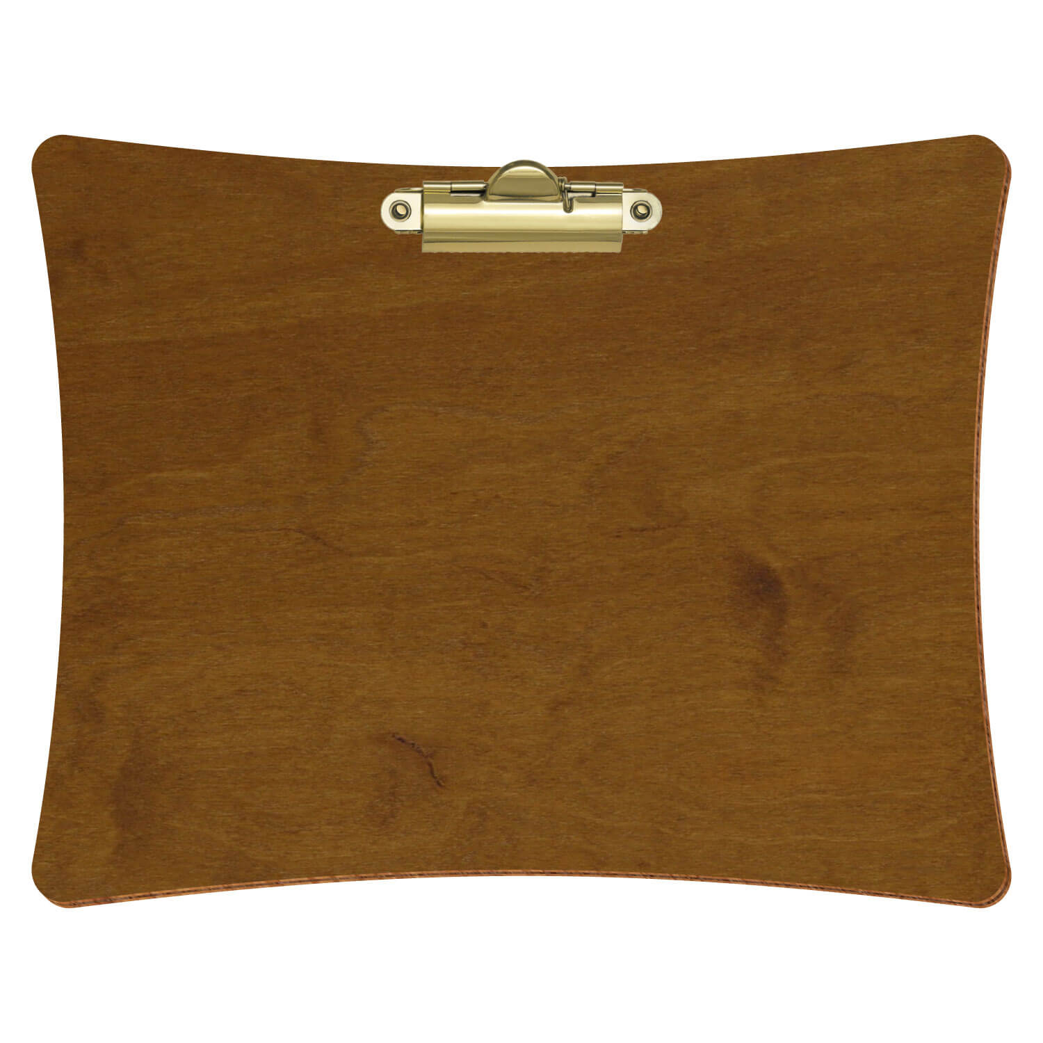 Bütic Holz-Klemmbrett konkav -Farbe Teak- A5 querkant mit goldener Zahnklemme
