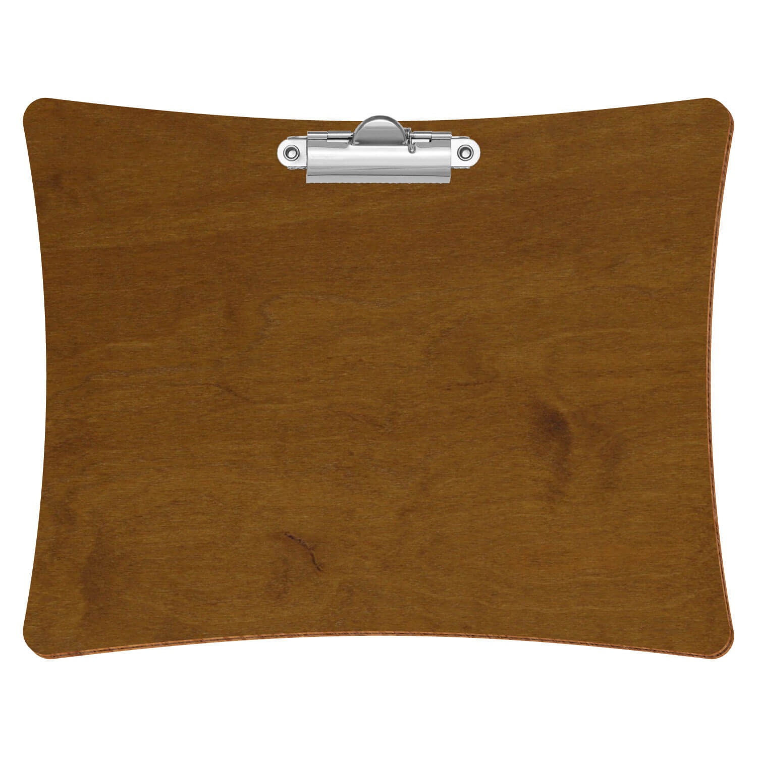 Bütic Holz-Klemmbrett konkav -Farbe Teak- A5 querkant mit silberner Zahnklemme