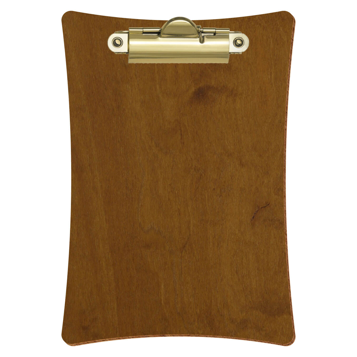 Bütic Holz-Klemmbrett konkav -Farbe Teak- A6 hochkant mit goldener Zahnklemme