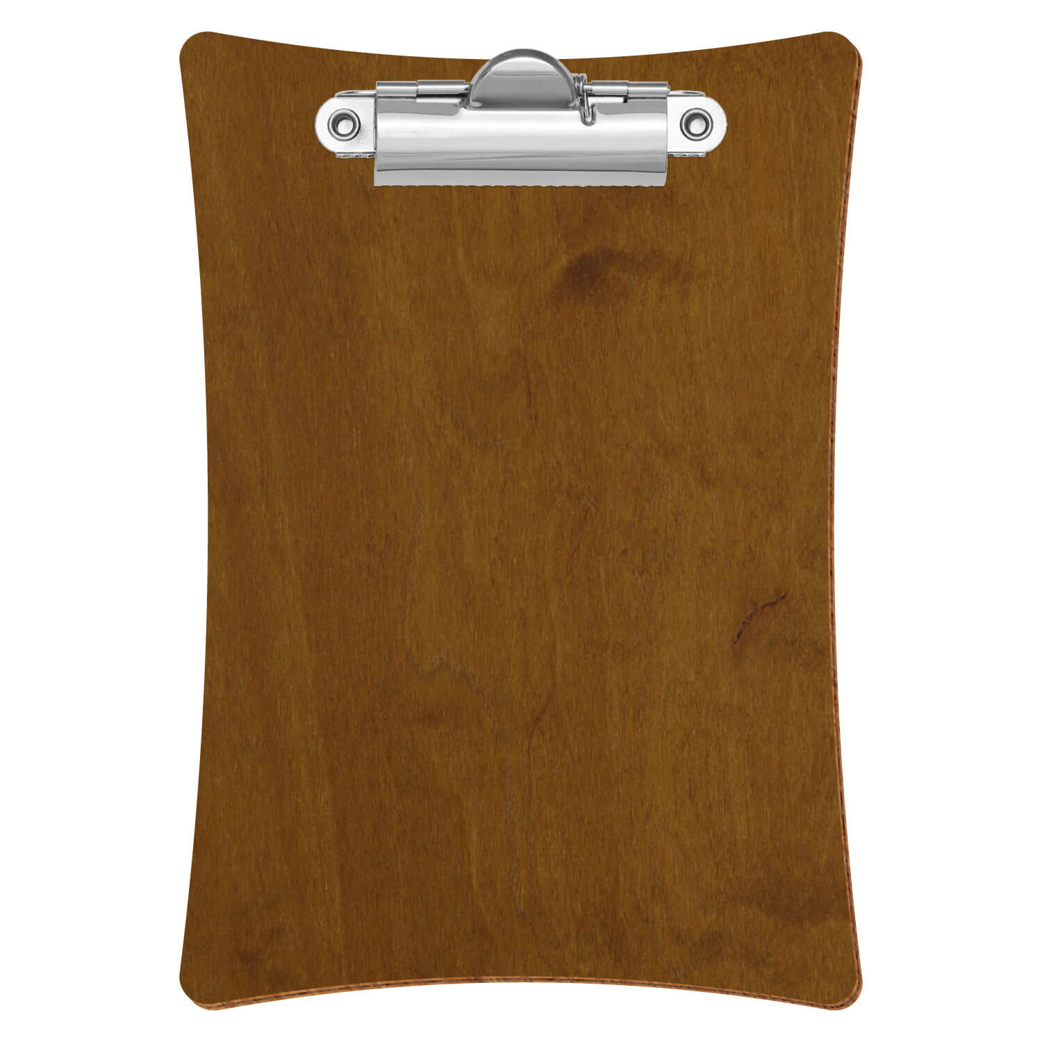 Bütic Holz-Klemmbrett konkav -Farbe Teak- A6 hochkant mit silberner Zahnklemme