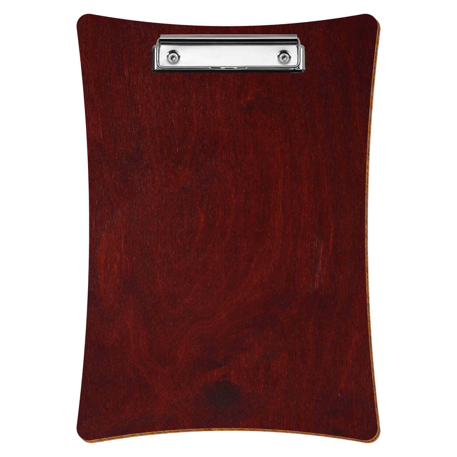 Bütic Holz-Klemmbrett konkav -Farbe Mahagoni- A4 hochkant mit silberner Bügelklemme
