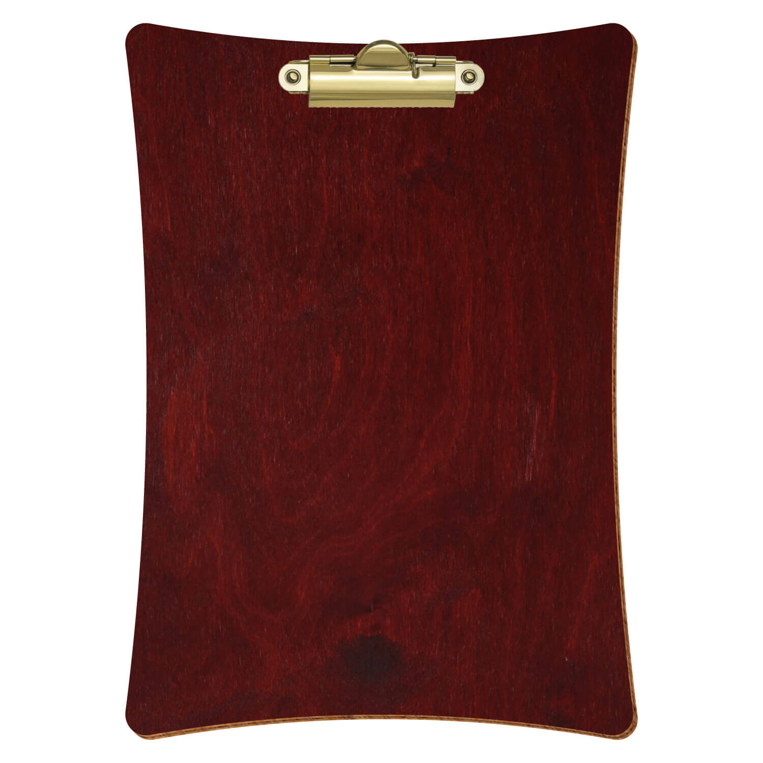 Bütic Holz-Klemmbrett konkav -Farbe Mahagoni- A5 hochkant mit goldener Zahnklemme