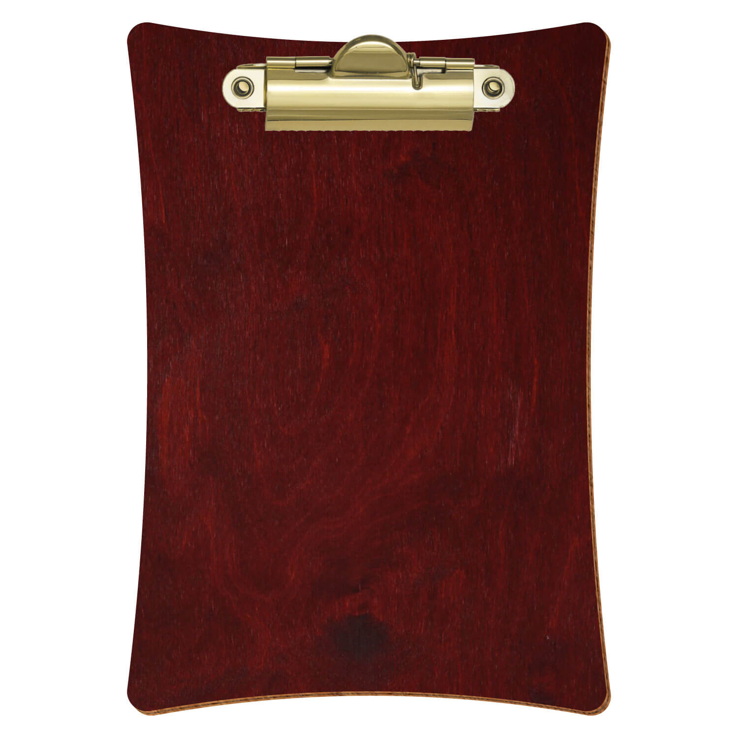 Bütic Holz-Klemmbrett konkav -Farbe Mahagoni- A6 hochkant mit goldener Zahnklemme