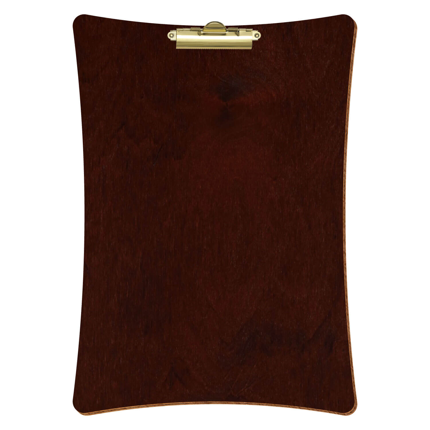Bütic Holz-Klemmbrett konkav -Farbe Nussbaum dunkel- A3 hochkant mit goldener Zahnklemme