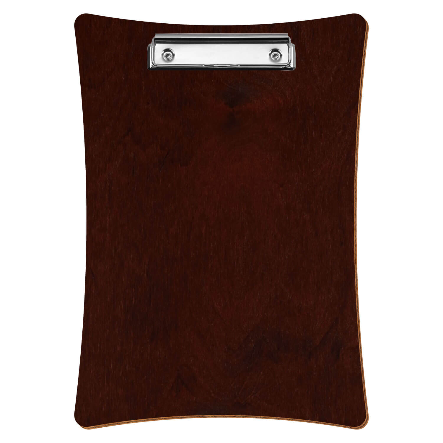Bütic Holz-Klemmbrett konkav -Farbe Nussbaum dunkel- A4 hochkant mit silberner Bügelklemme