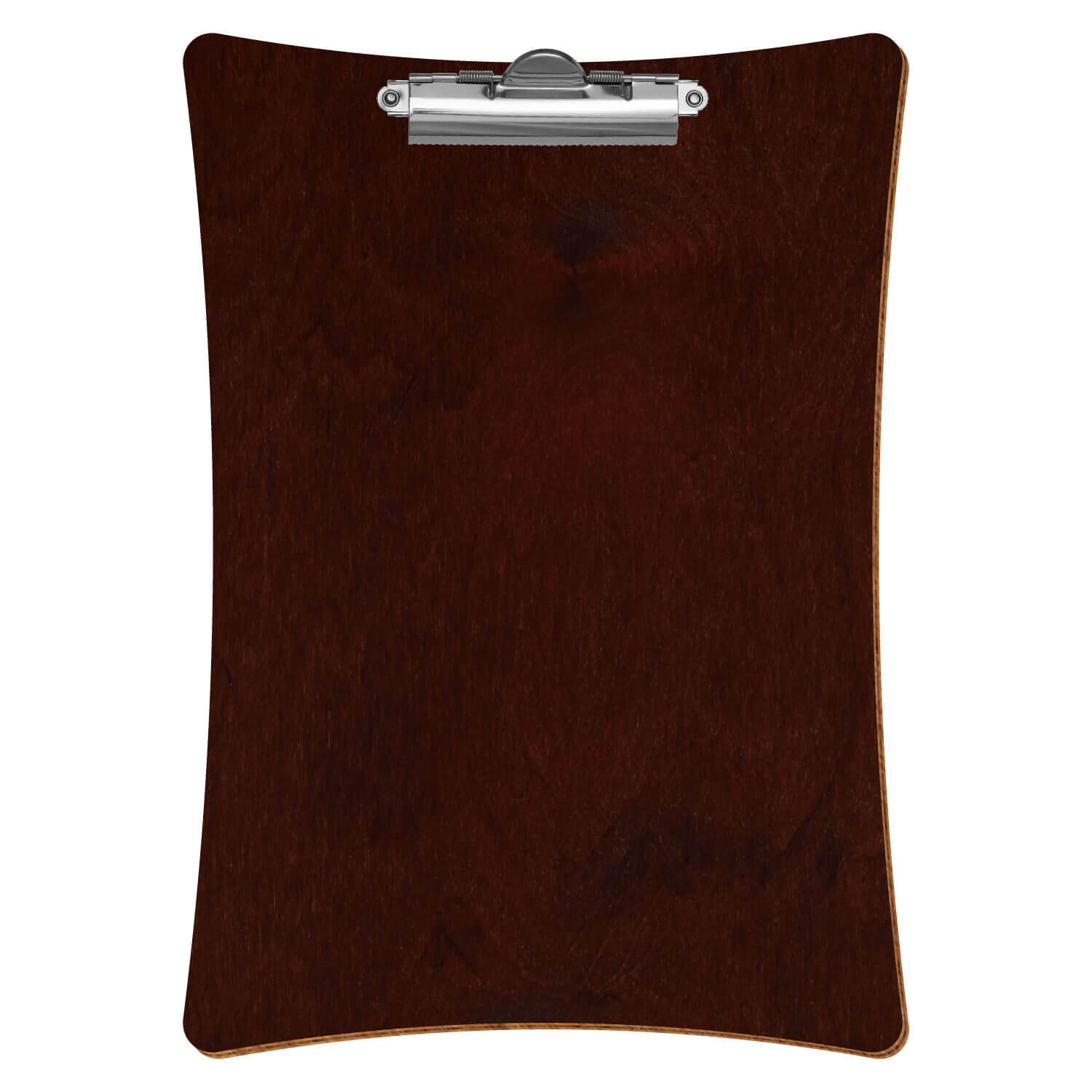 Bütic Holz-Klemmbrett konkav -Farbe Nussbaum dunkel- A4 hochkant mit silberner Zahnklemme