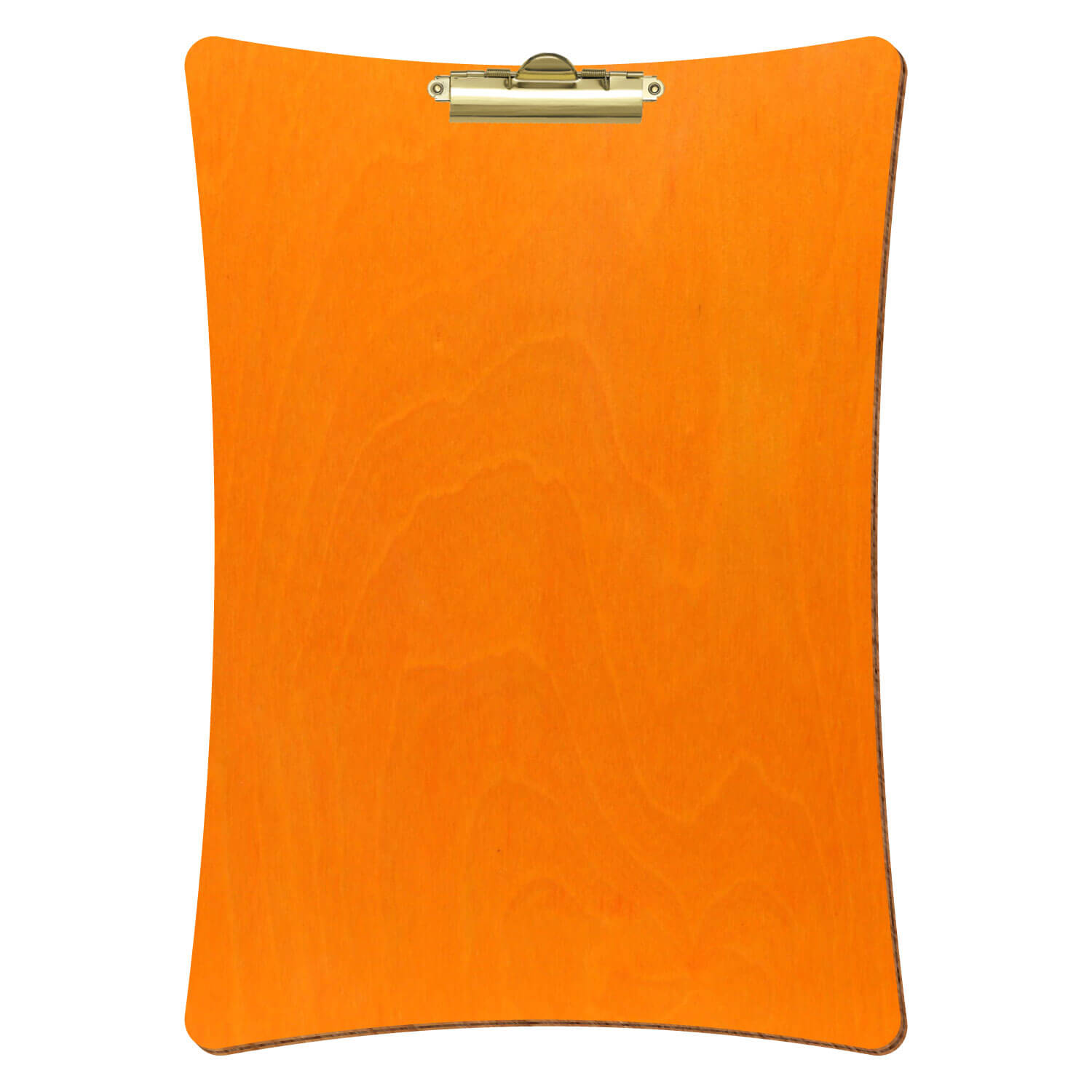 Bütic Holz-Klemmbrett konkav -orange- A3 hochkant mit goldener Zahnklemme