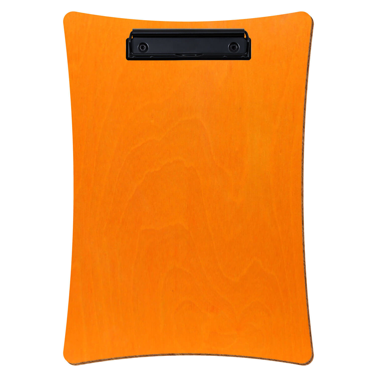 Bütic Holz-Klemmbrett konkav -orange- A4 hochkant mit schwarzer Bügelklemme