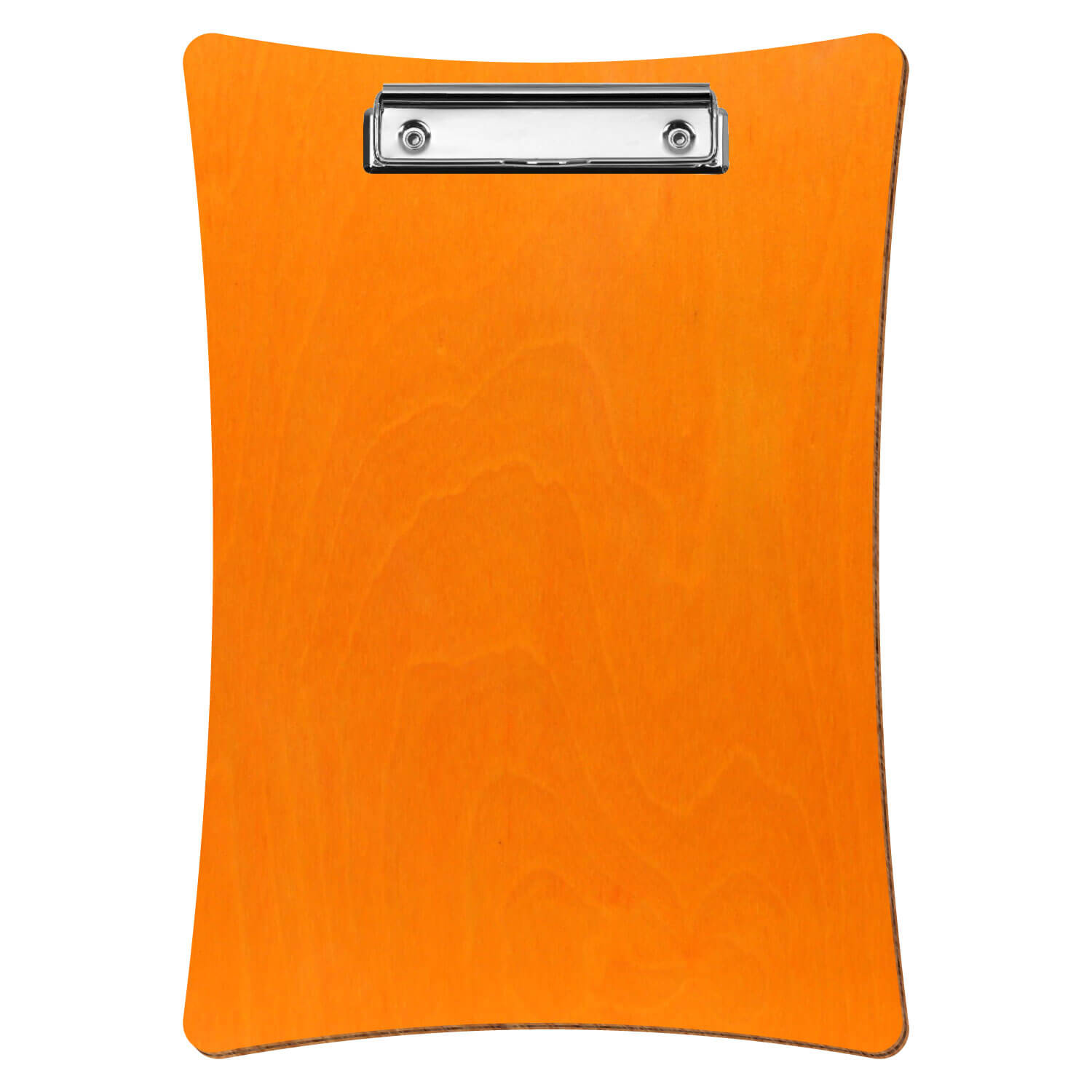 Bütic Holz-Klemmbrett konkav -orange- A4 hochkant mit silberner Bügelklemme