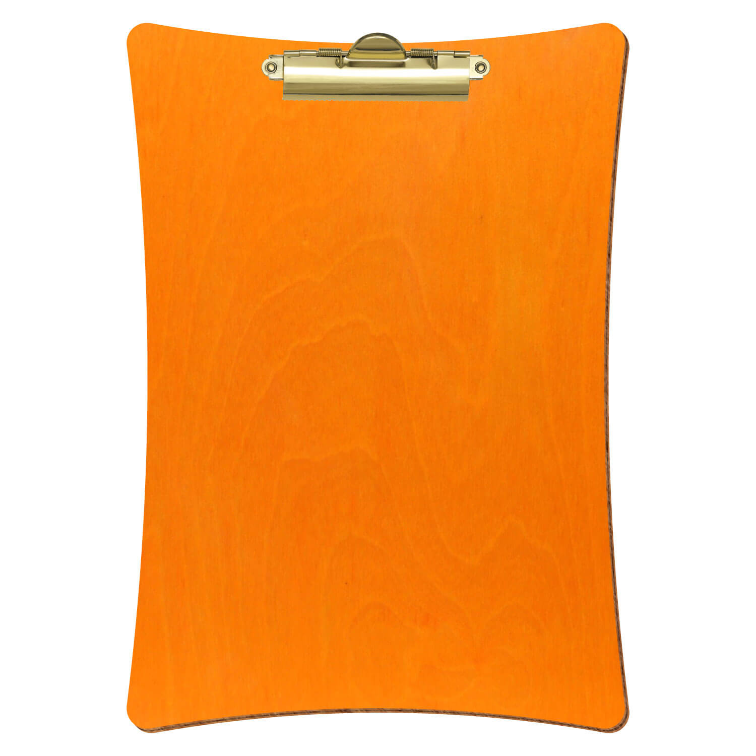 Bütic Holz-Klemmbrett konkav -orange- A4 hochkant mit goldener Zahnklemme